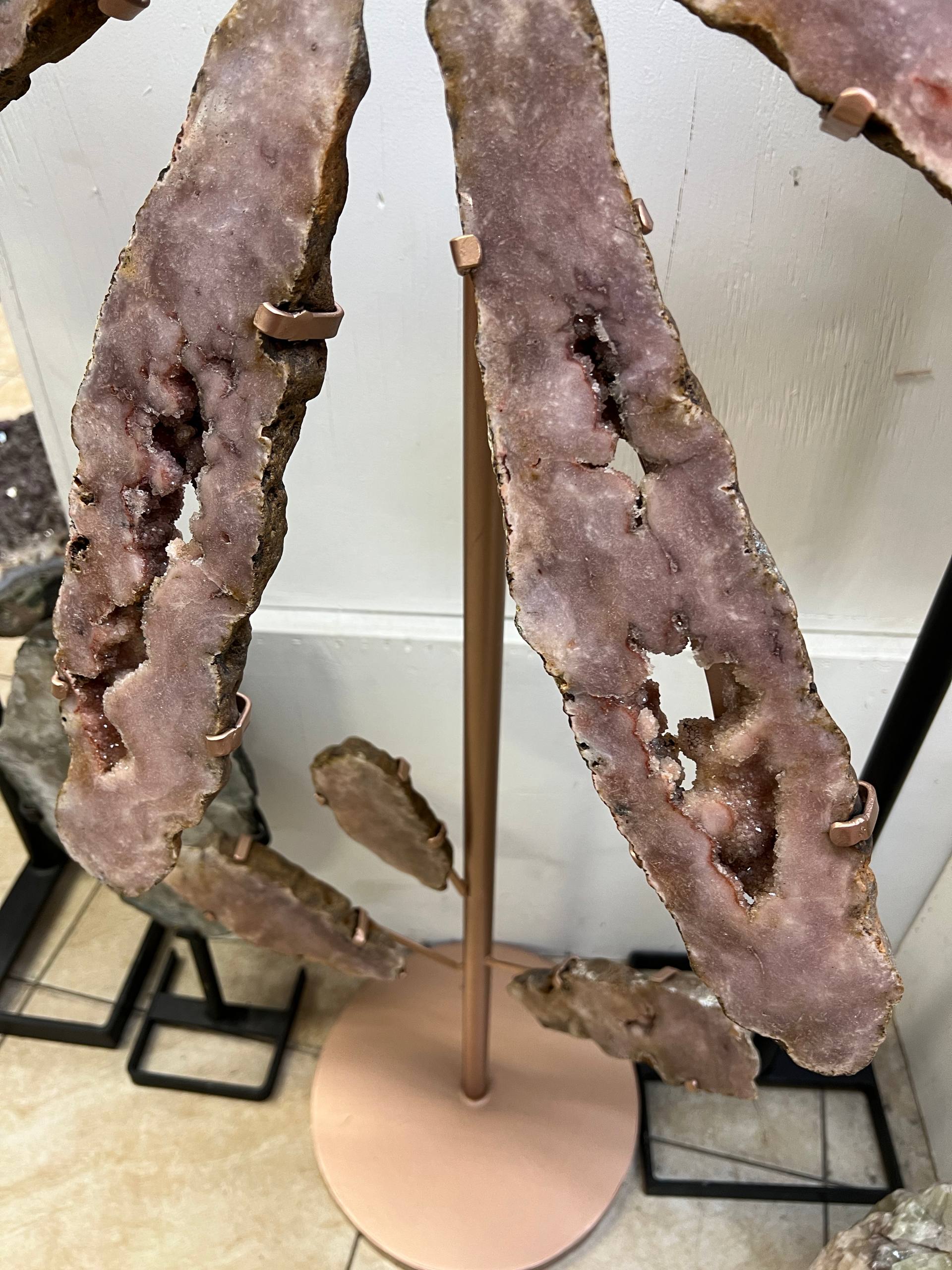 Pink amethyst on stand – view 4