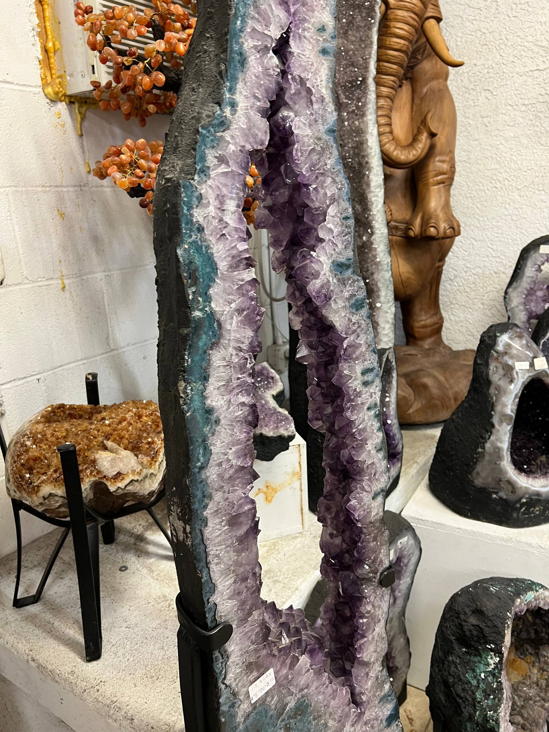 Amethyst cluster tall size beautiful decoration on stands – view 6