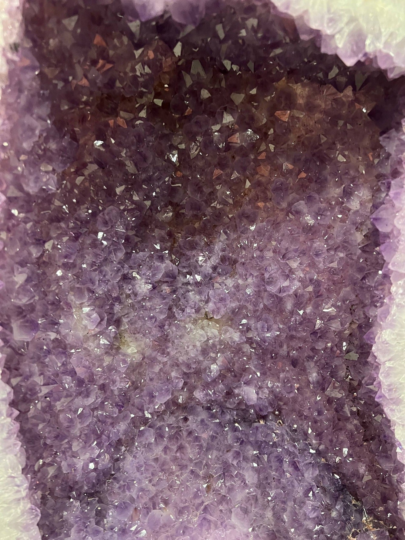 Amethyst cluster geode light shining colors – view 2