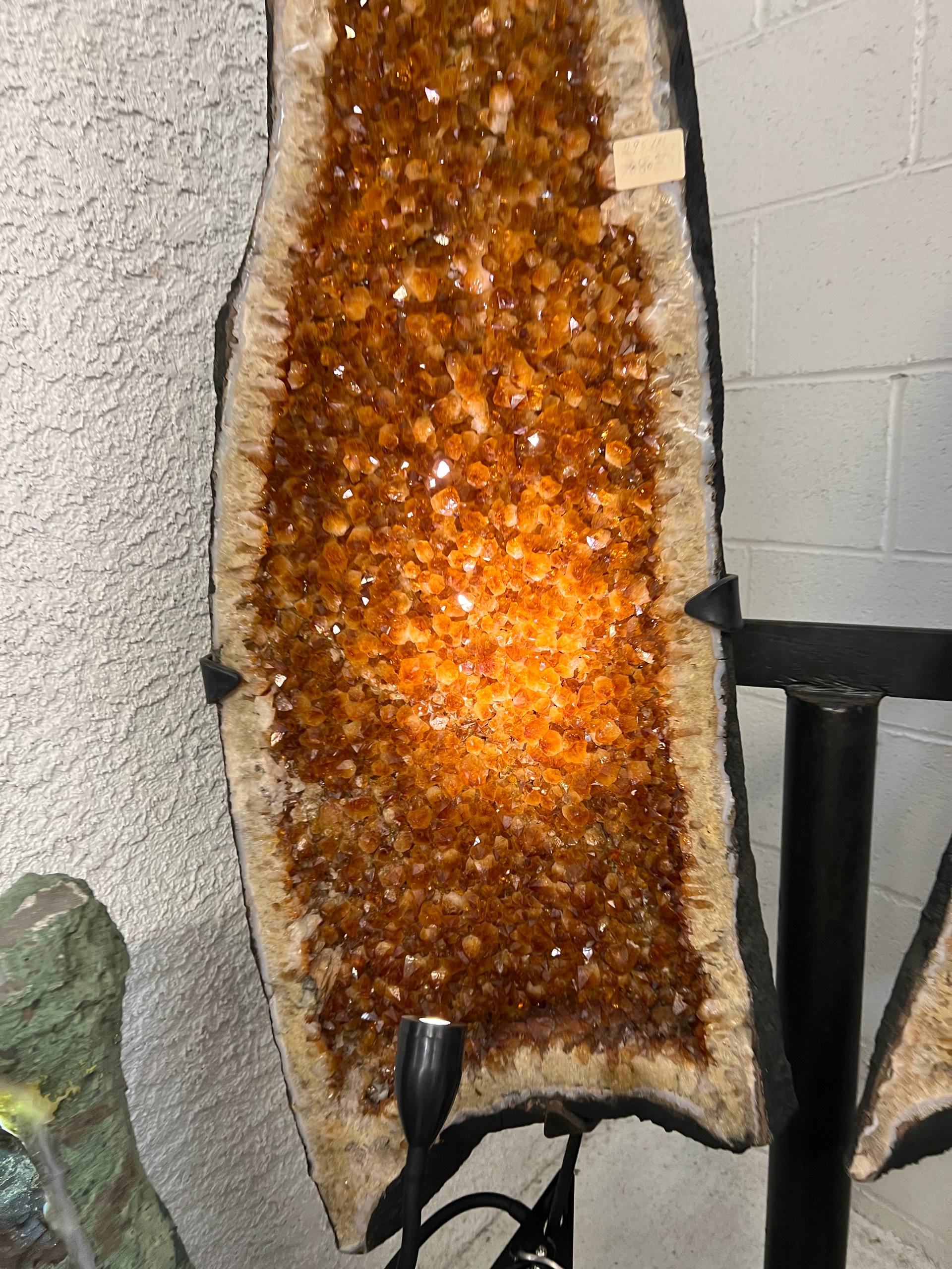 2 pairs citrine clusters on stand – view 3