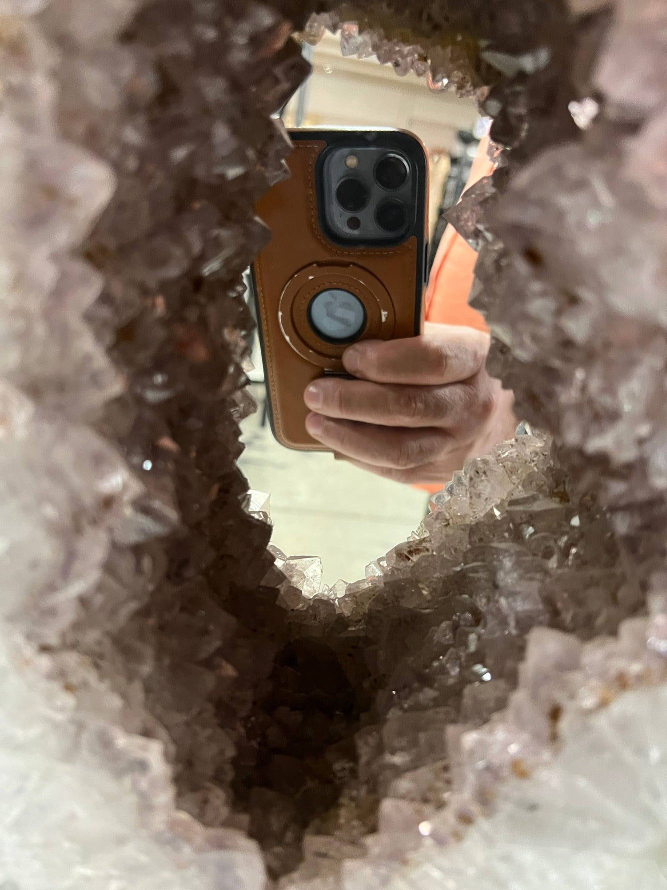 Amethyst Geode stand with face mirror on stands – view 5