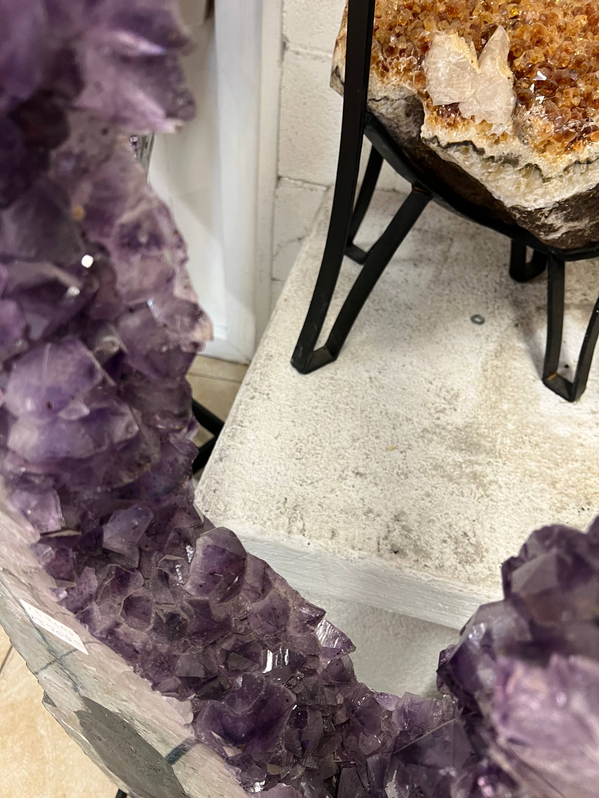 Amethyst cluster tall size beautiful decoration on stands – view 11