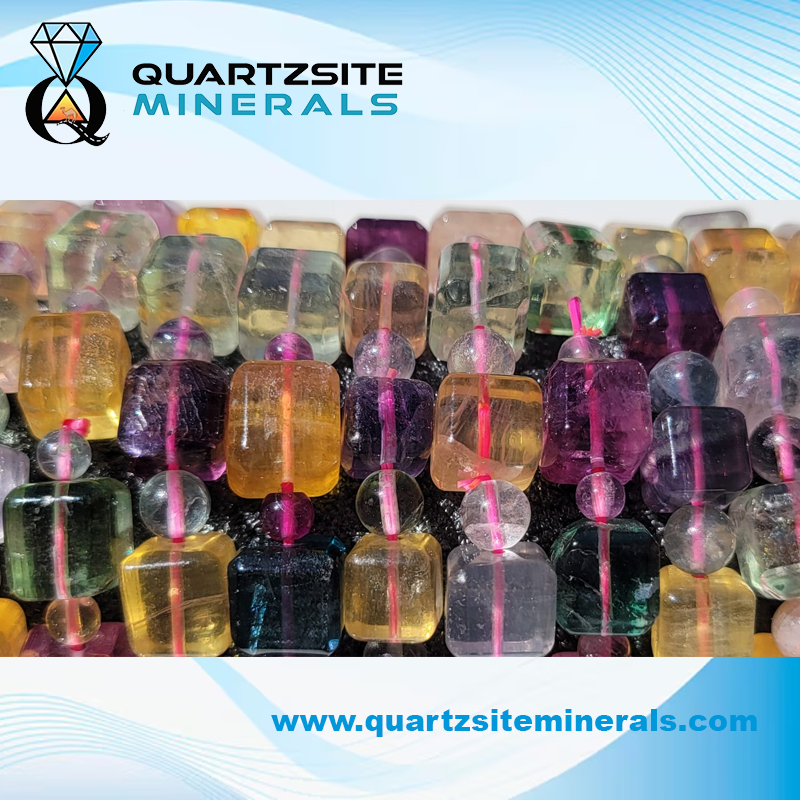 Rainbow Cube Beads Crystal Fluorite Bracelet