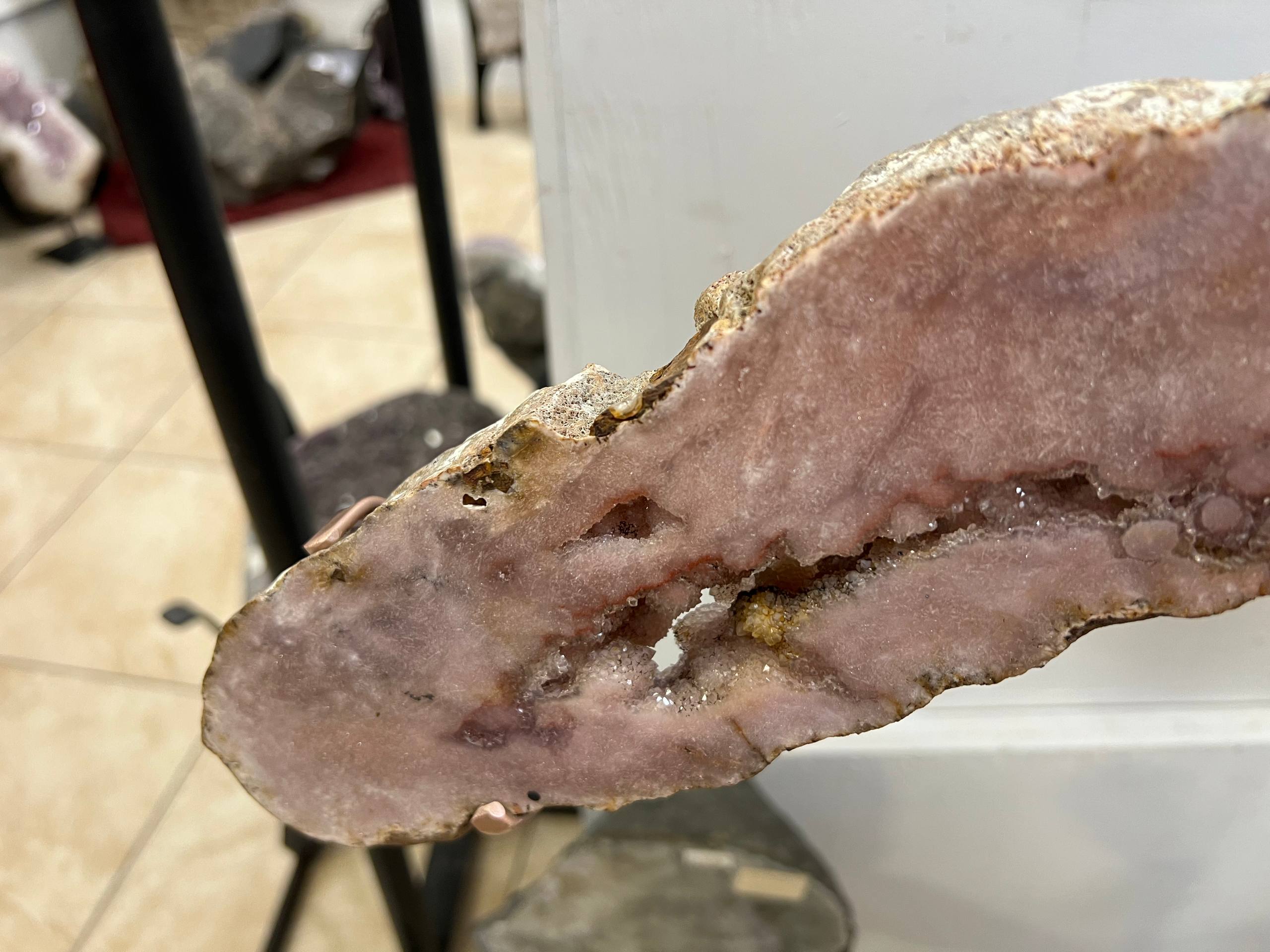 Pink amethyst on stand – view 6