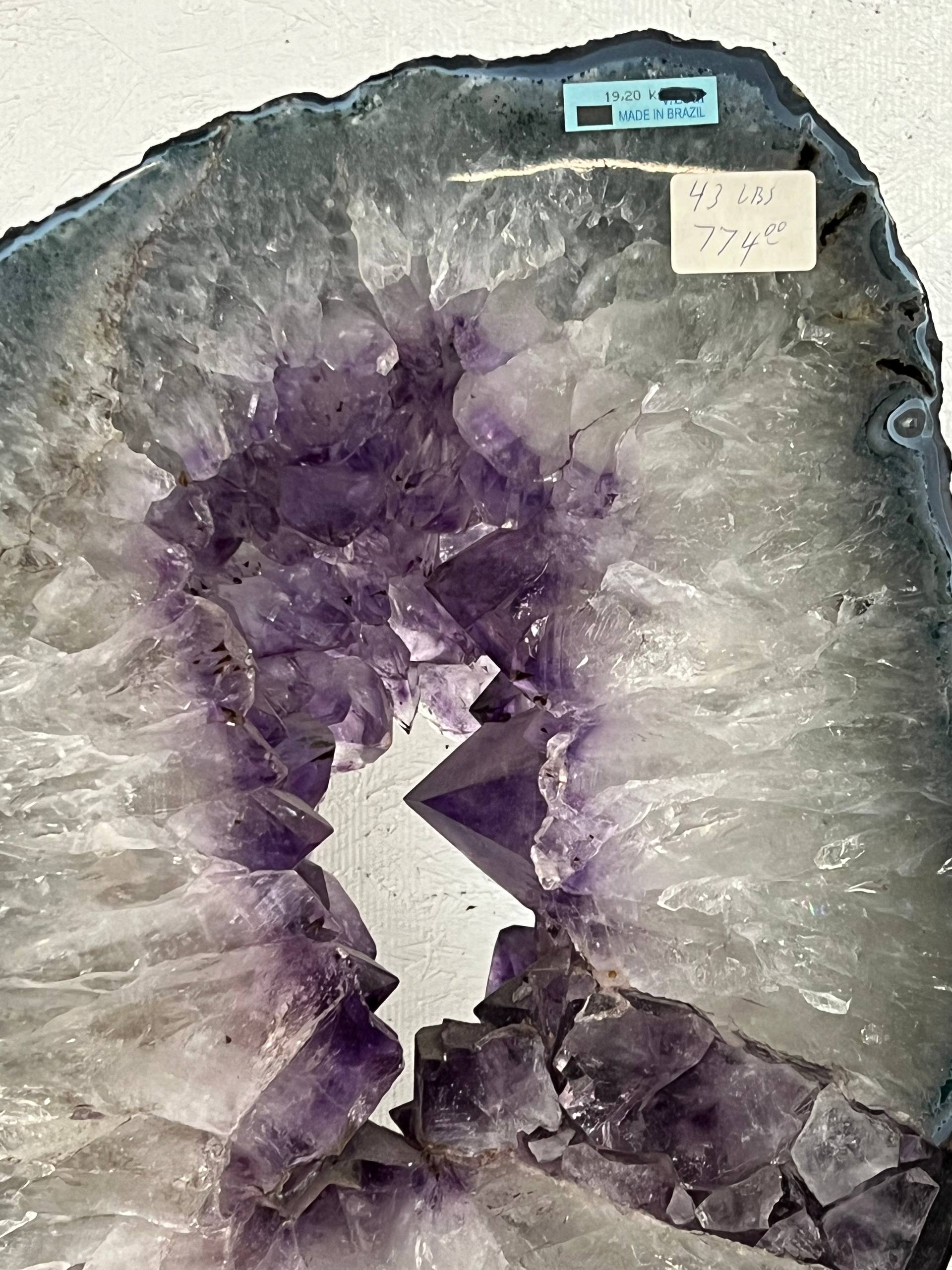 Amethyst geode cut piece on stand – view 7