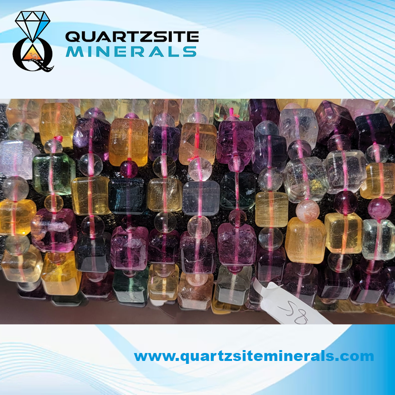 Rainbow Cube Beads Crystal Fluorite Bracelet