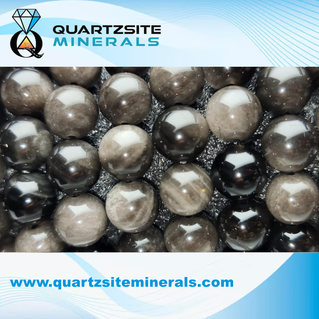 Silver obsidian large bead bracelets