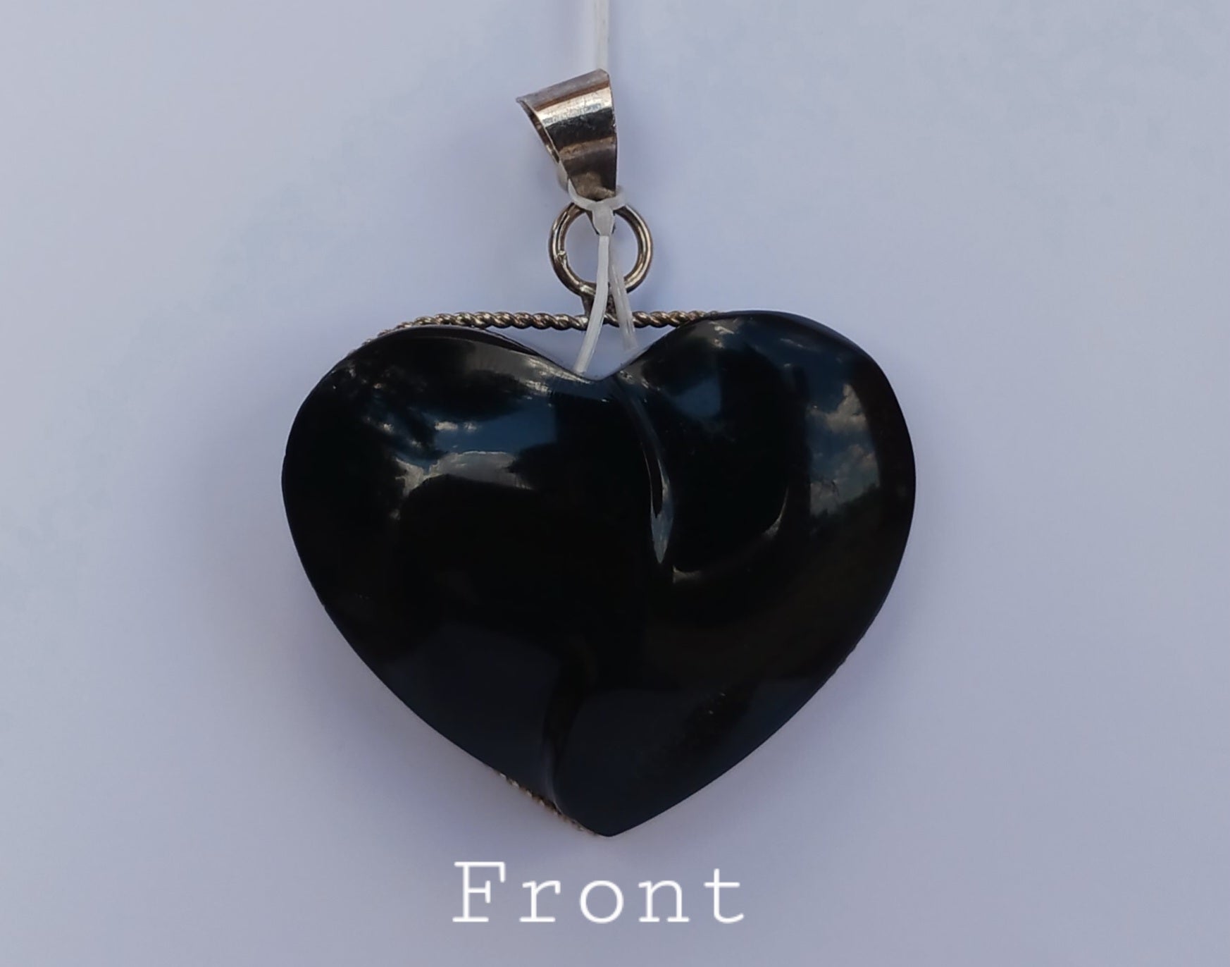 Black Sheen Obsidian Heart Shaped Pendant