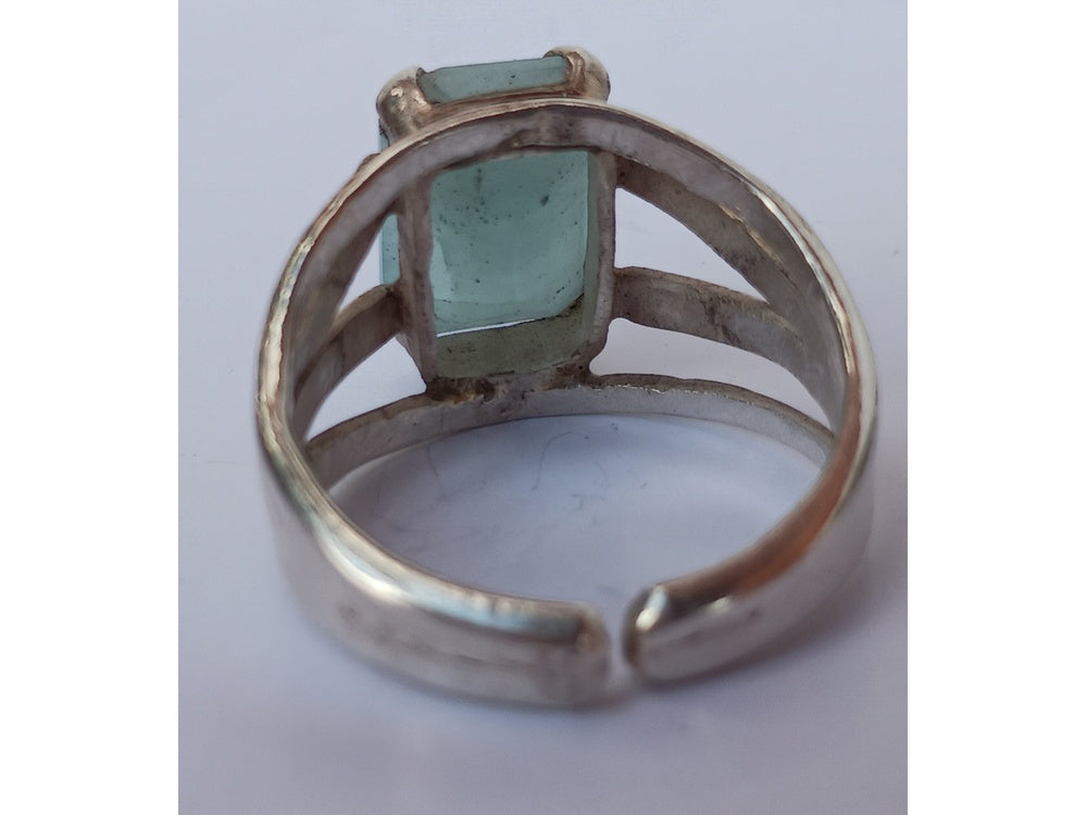 Aquamarine Crystal Ring 925 Silver