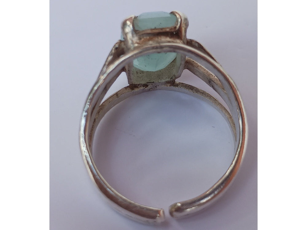 Aquamarine Crystal Ring 925 Silver