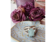 Aquamarine Crystal Ring 925 Silver