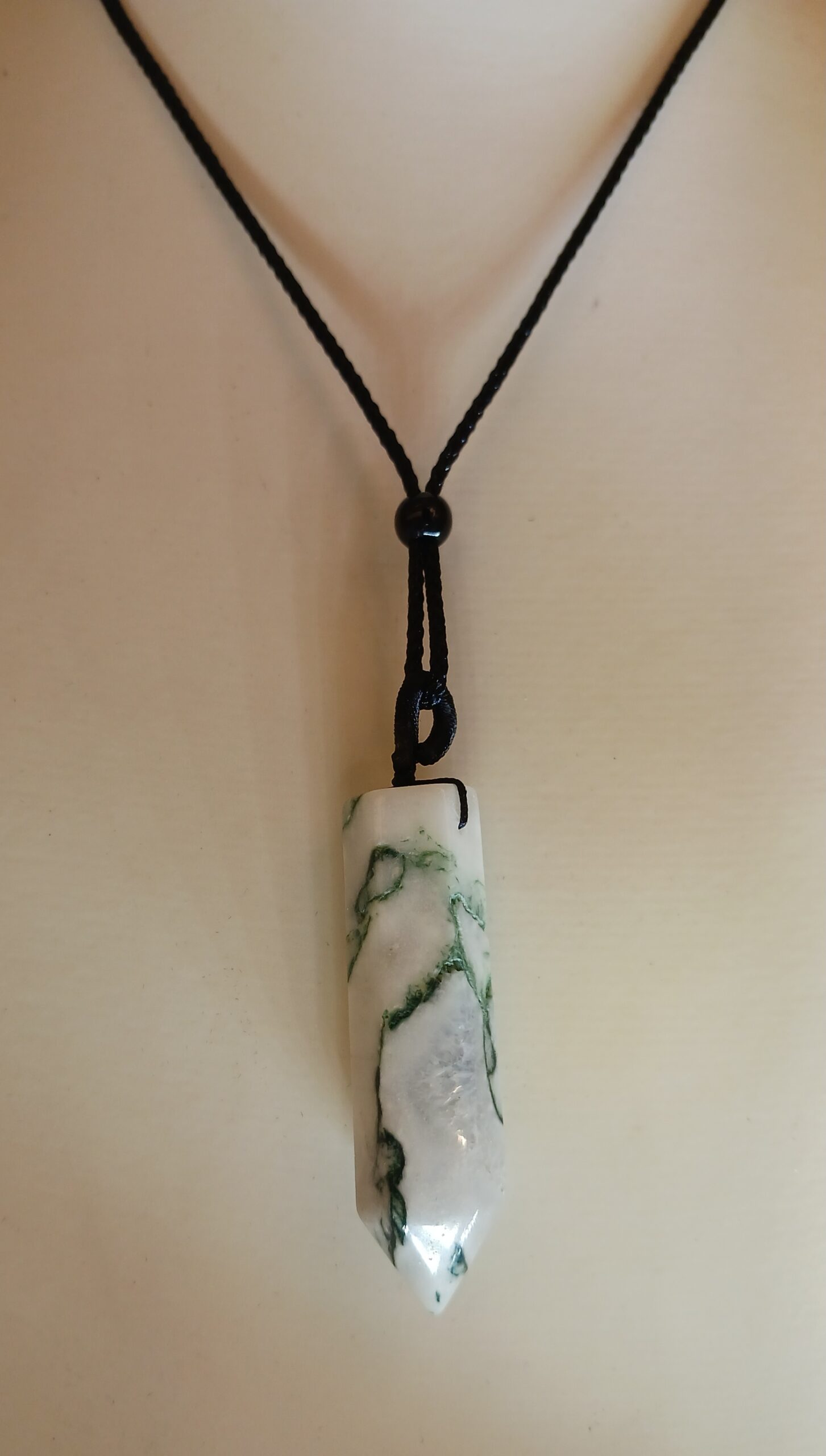 Moss Agate Crystal Tower Pendant