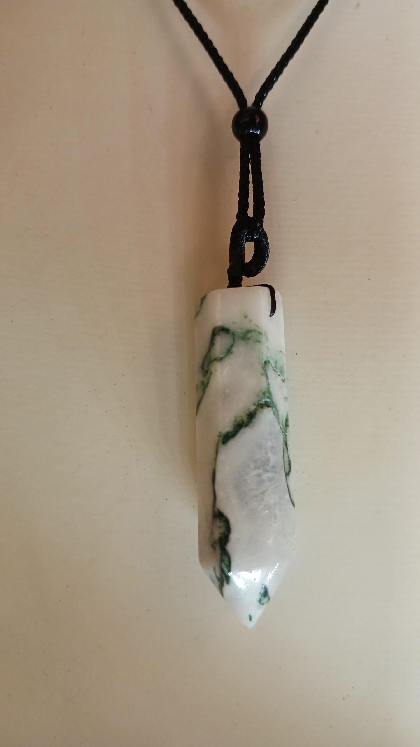 Moss Agate Crystal Tower Pendant