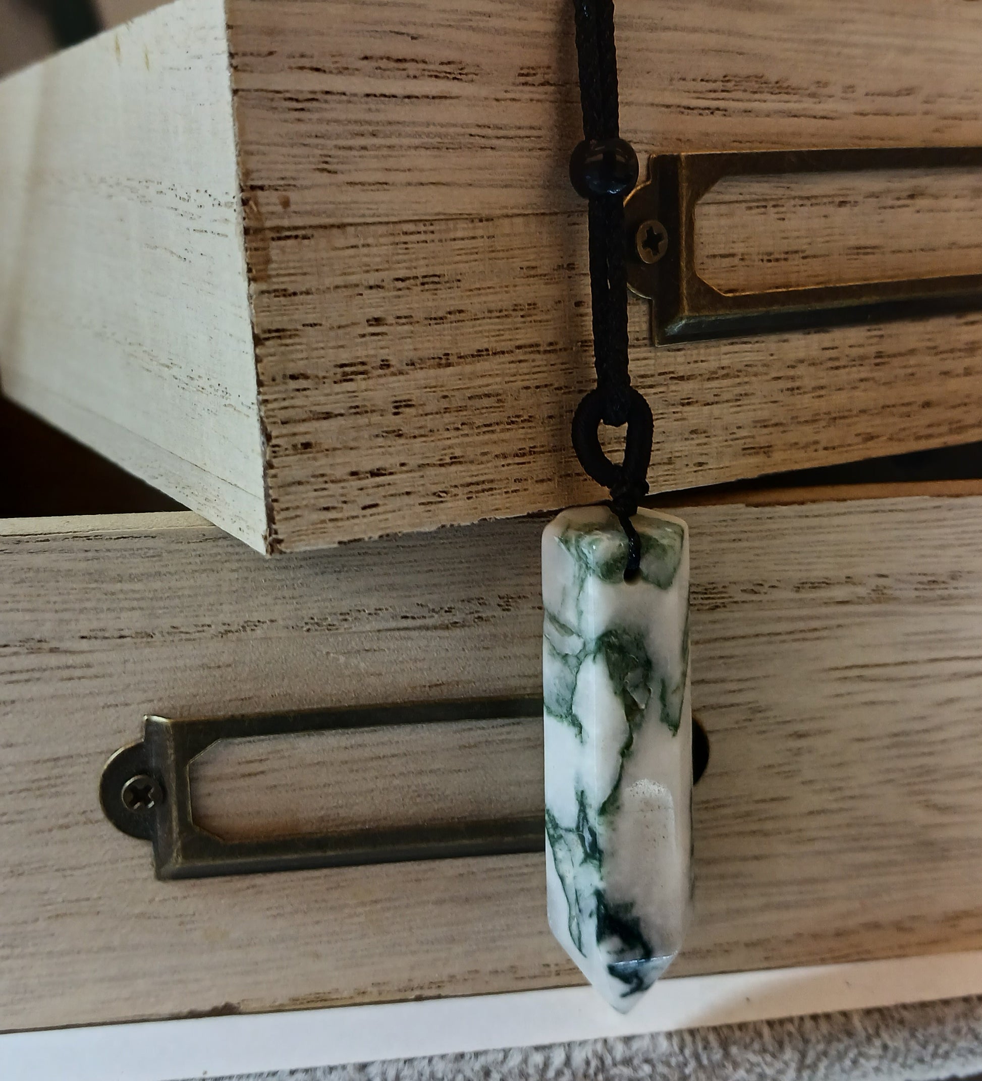 Moss Agate Crystal Tower Pendant