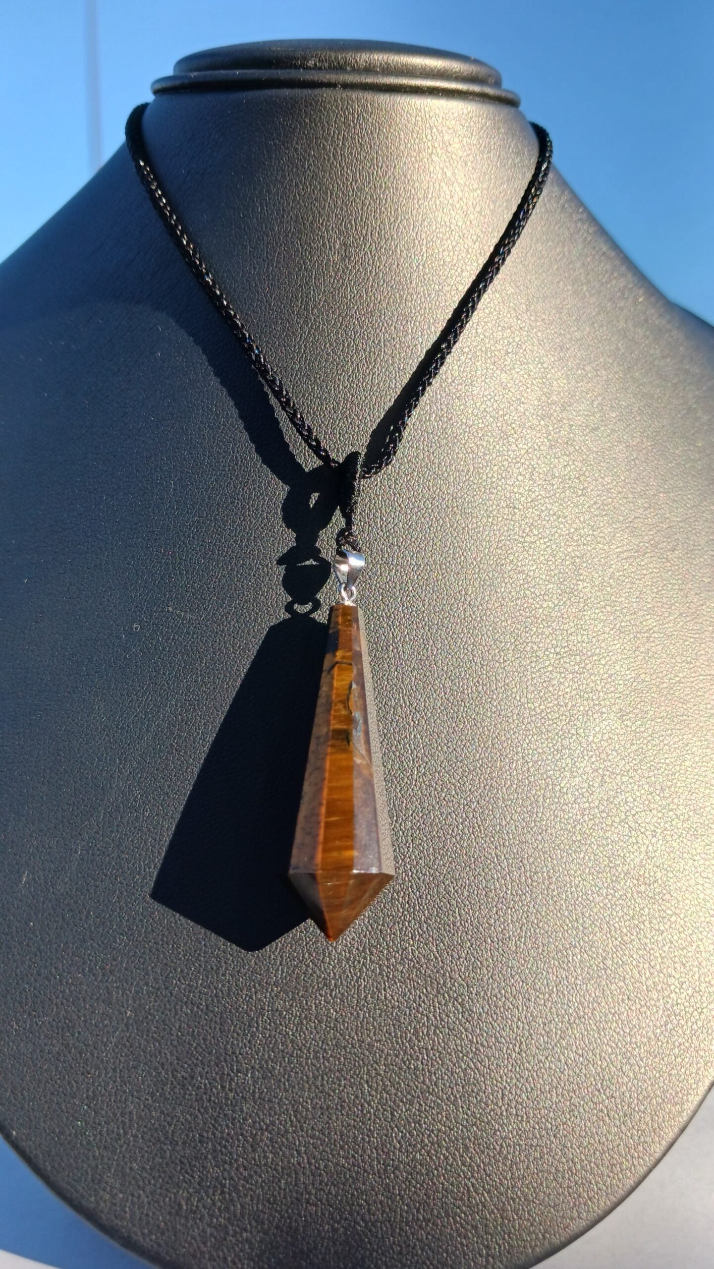 Tiger's Eye Crystal Spin Top Shaped Pendant