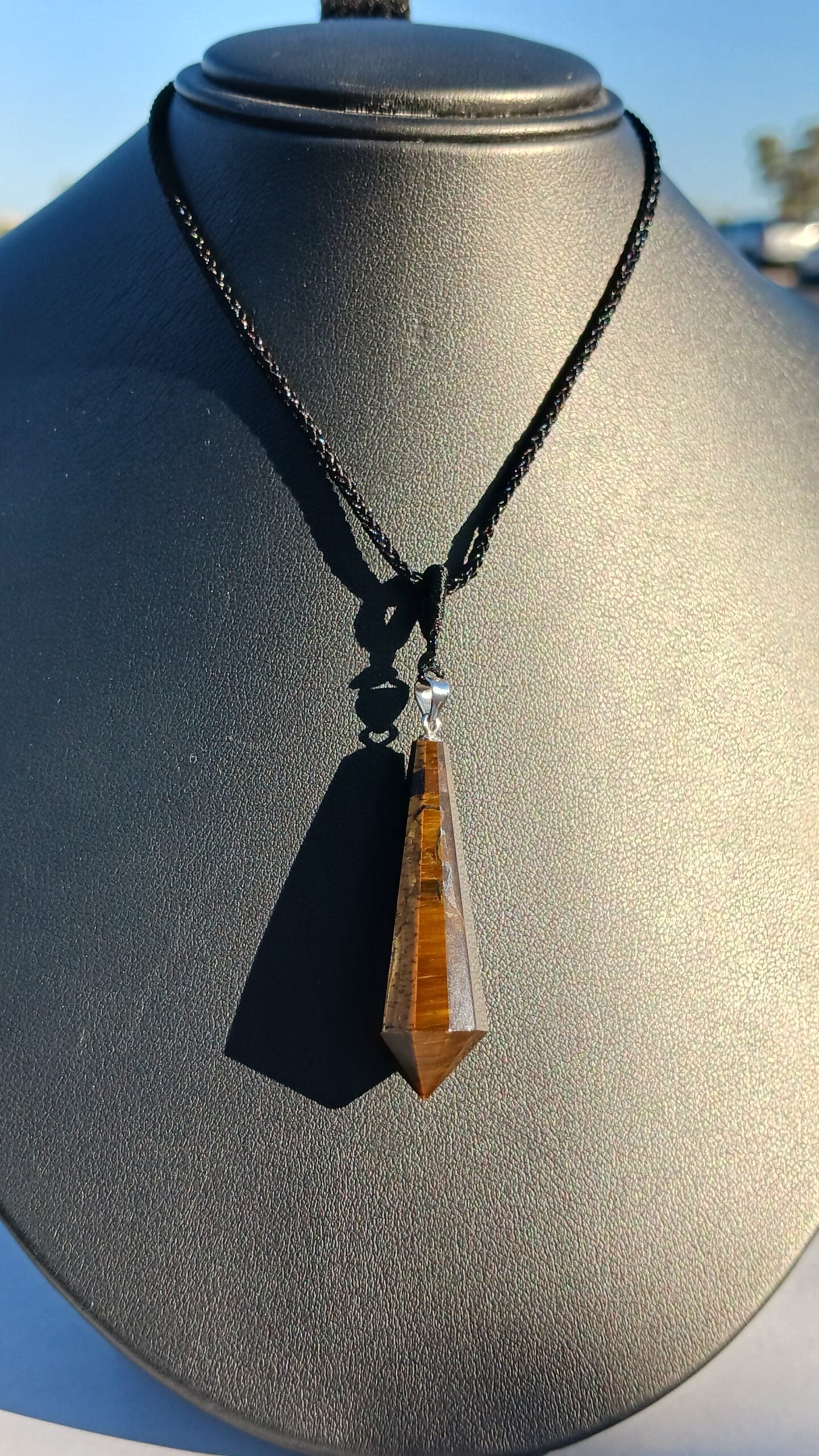 Tiger's Eye Crystal Spin Top Shaped Pendant