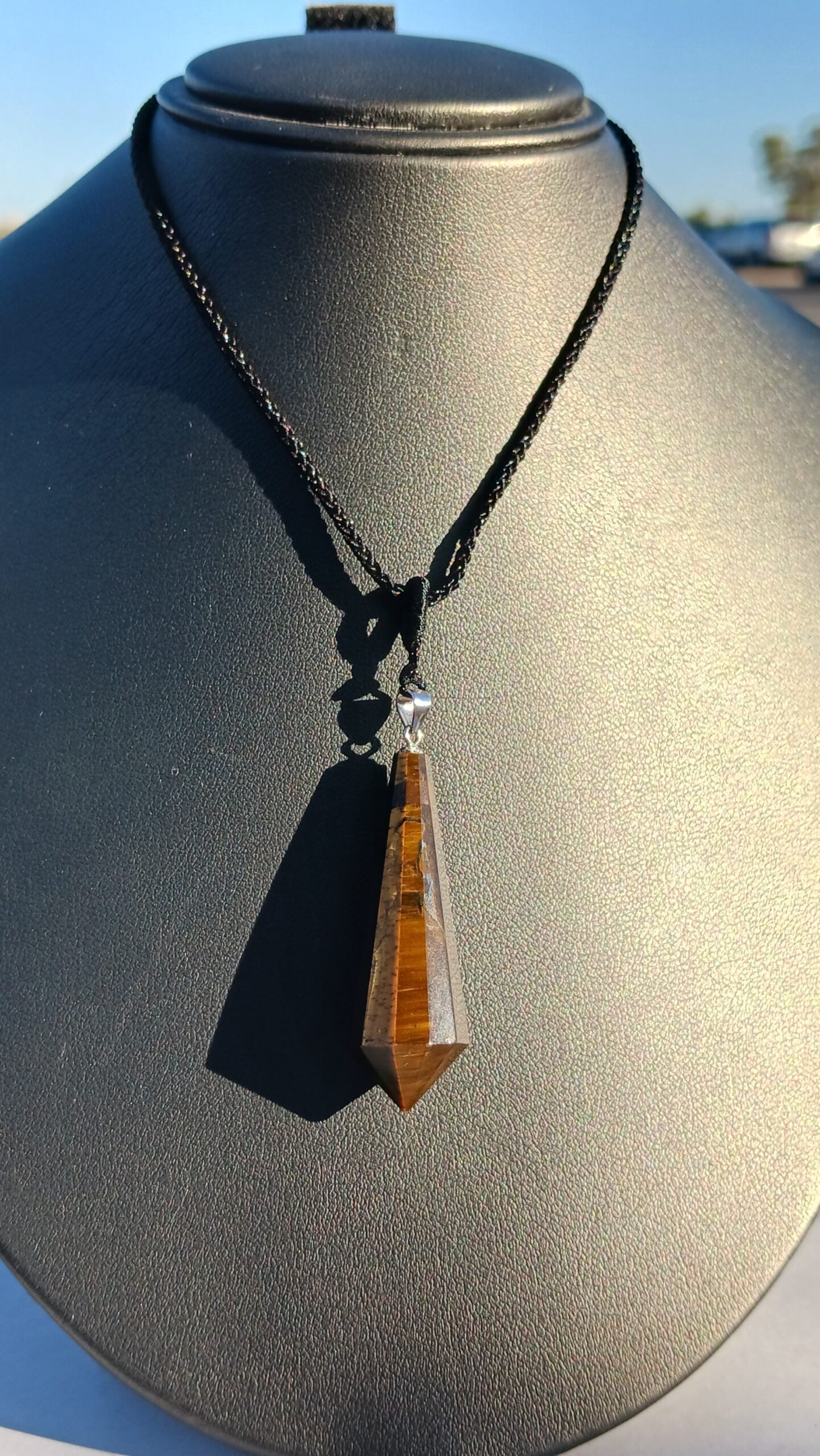 Tiger's Eye Crystal Spin Top Shaped Pendant