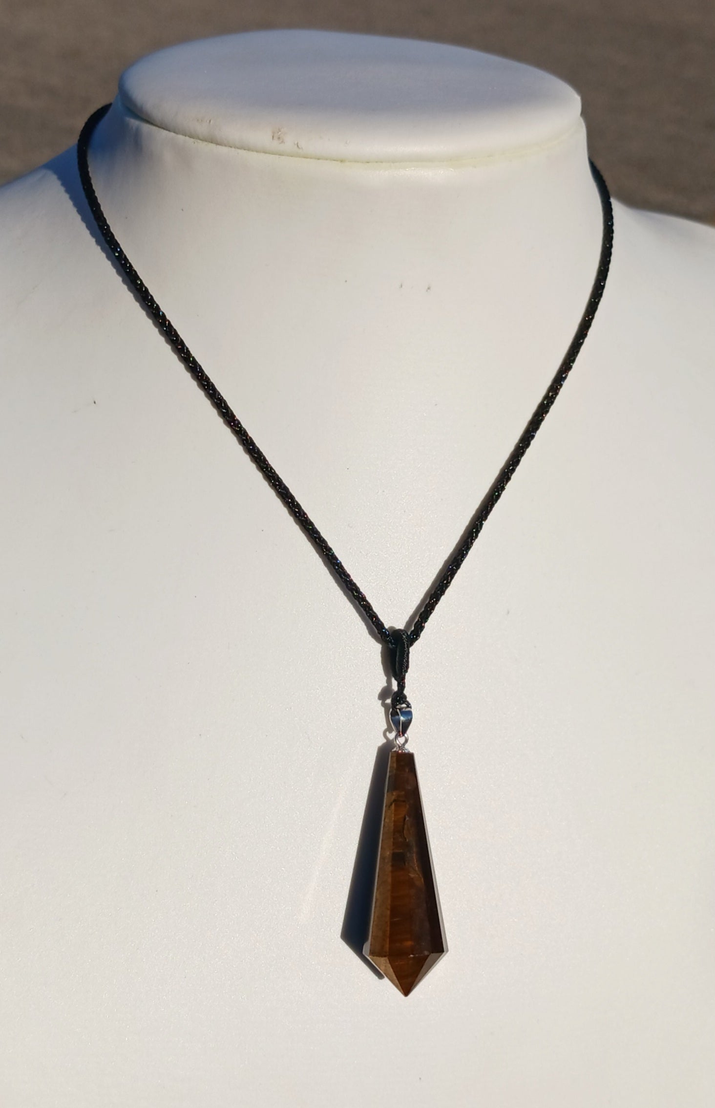 Tiger's Eye Crystal Spin Top Shaped Pendant