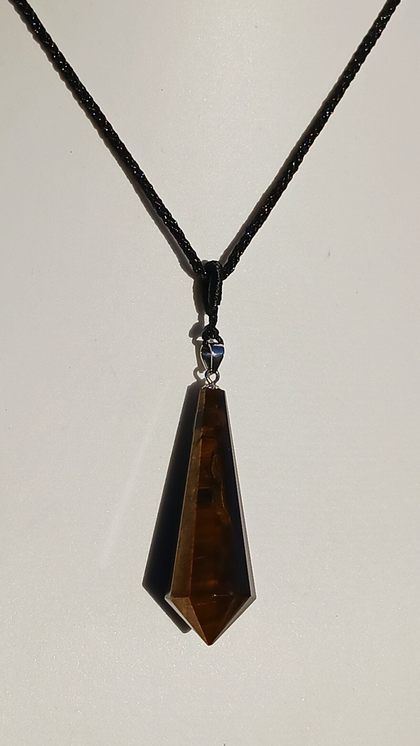 Tiger's Eye Crystal Spin Top Shaped Pendant