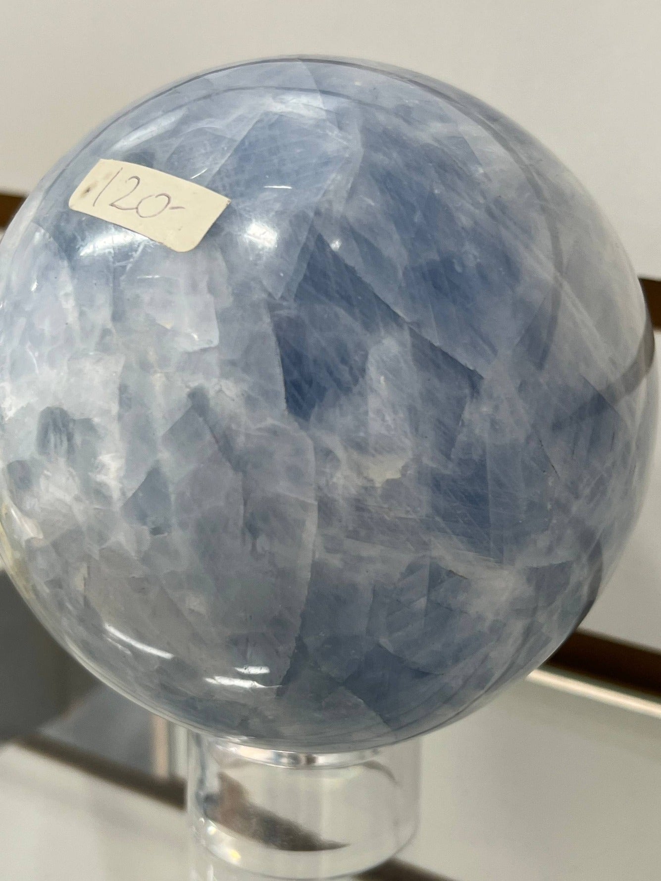 Blue calcite sphere – view 3