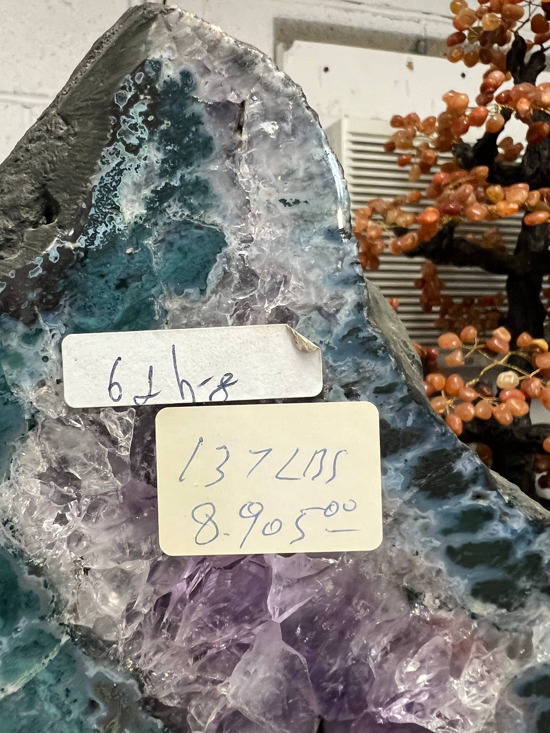 Amethyst cluster tall size beautiful decoration on stands – view 14