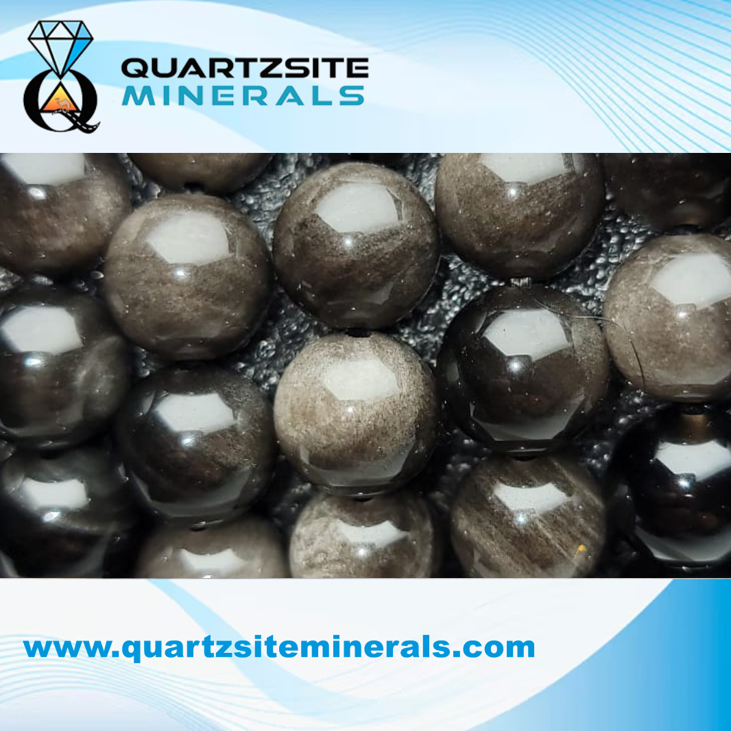 Silver obsidian large bead bracelets