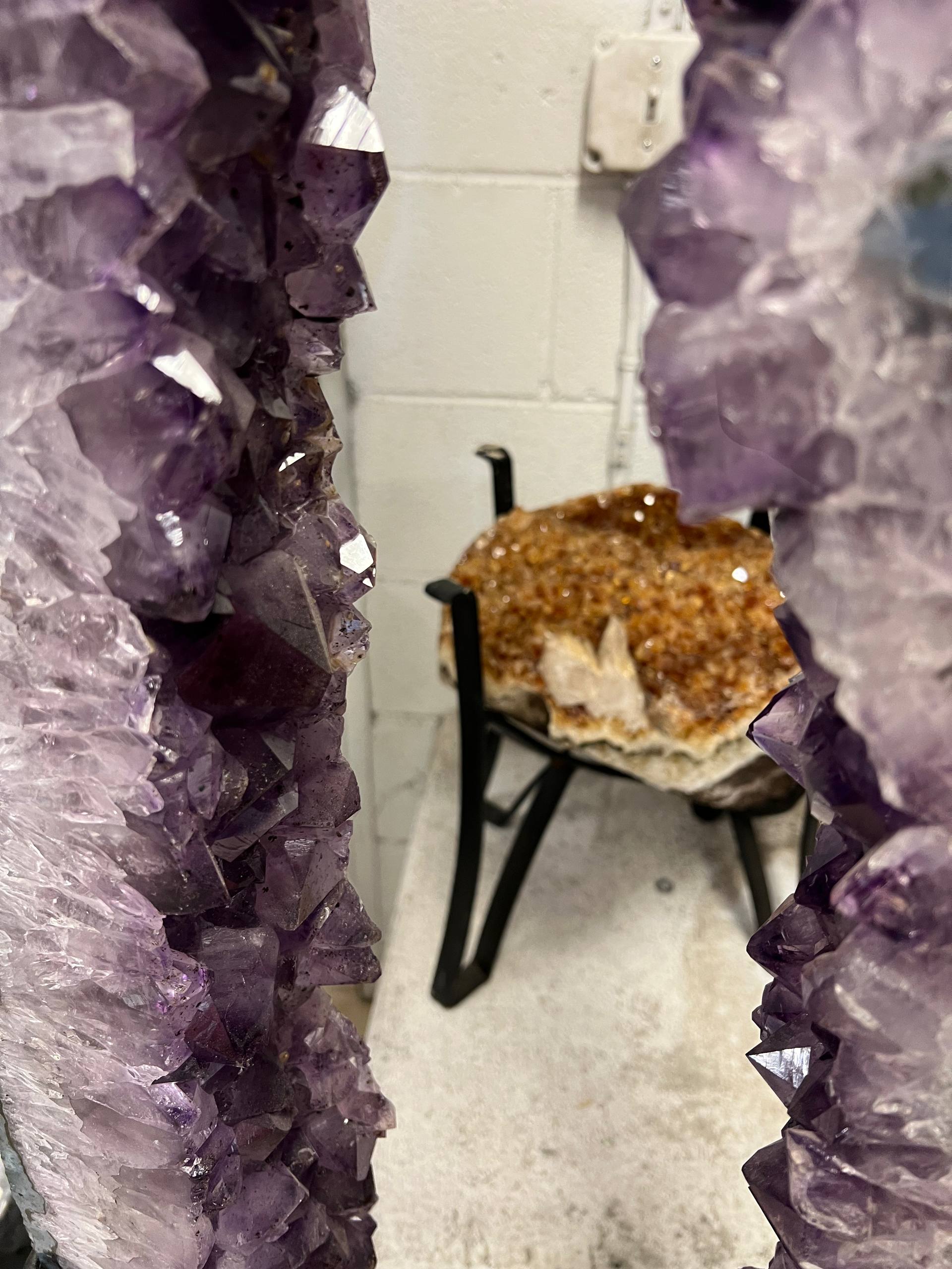 Amethyst cluster tall size beautiful decoration on stands – view 12