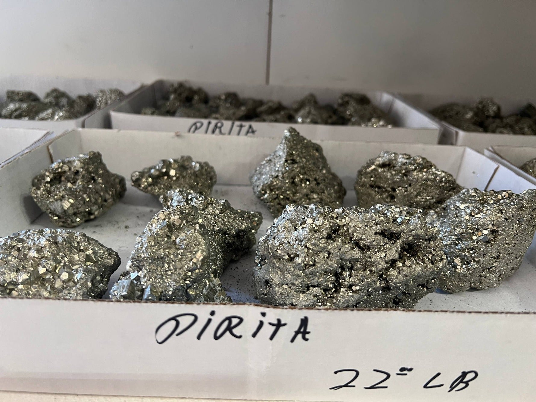 Raw Pyrite Chunks – side angle