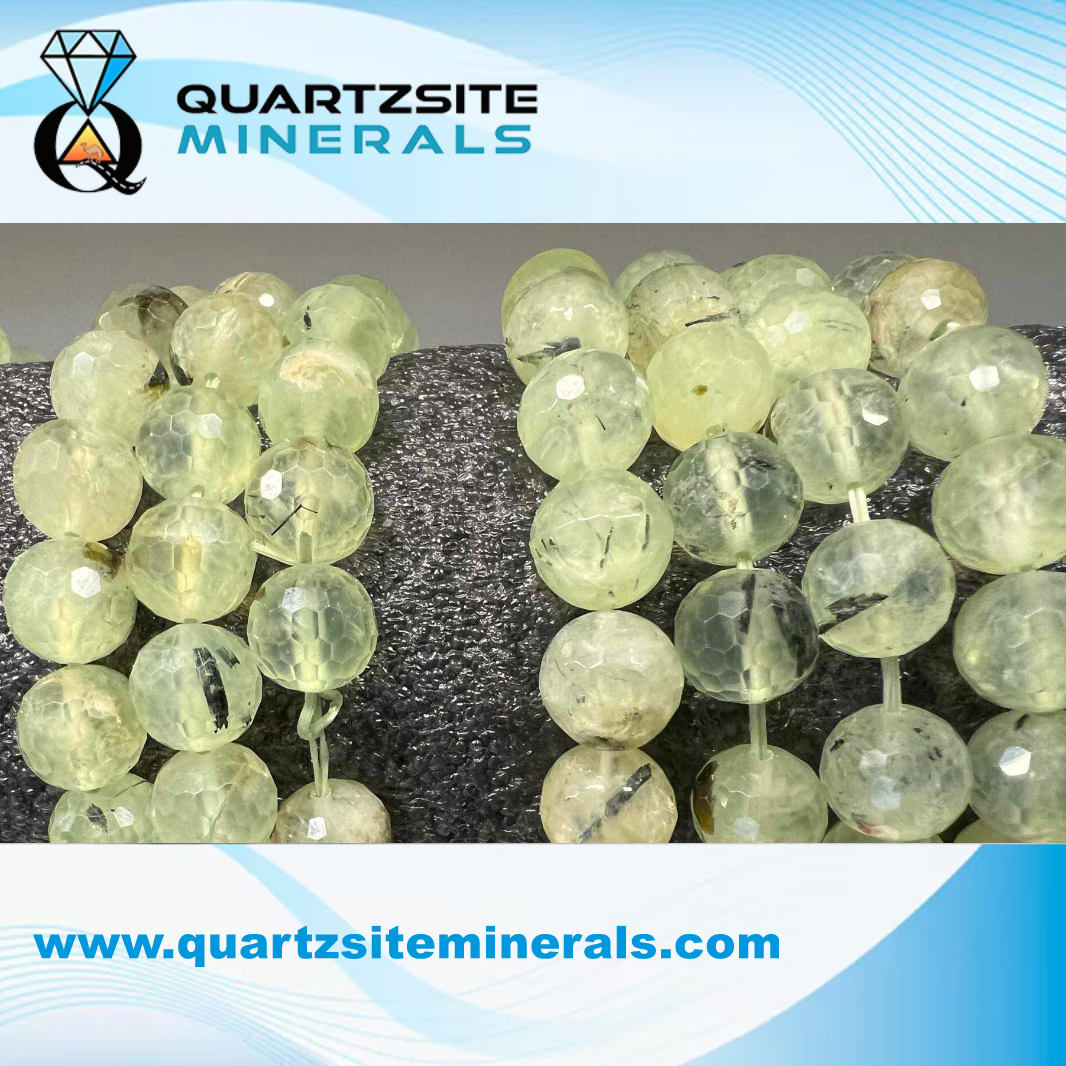 Light Green Natural Prehnite Gemstone Plain Round Beads Bracelet