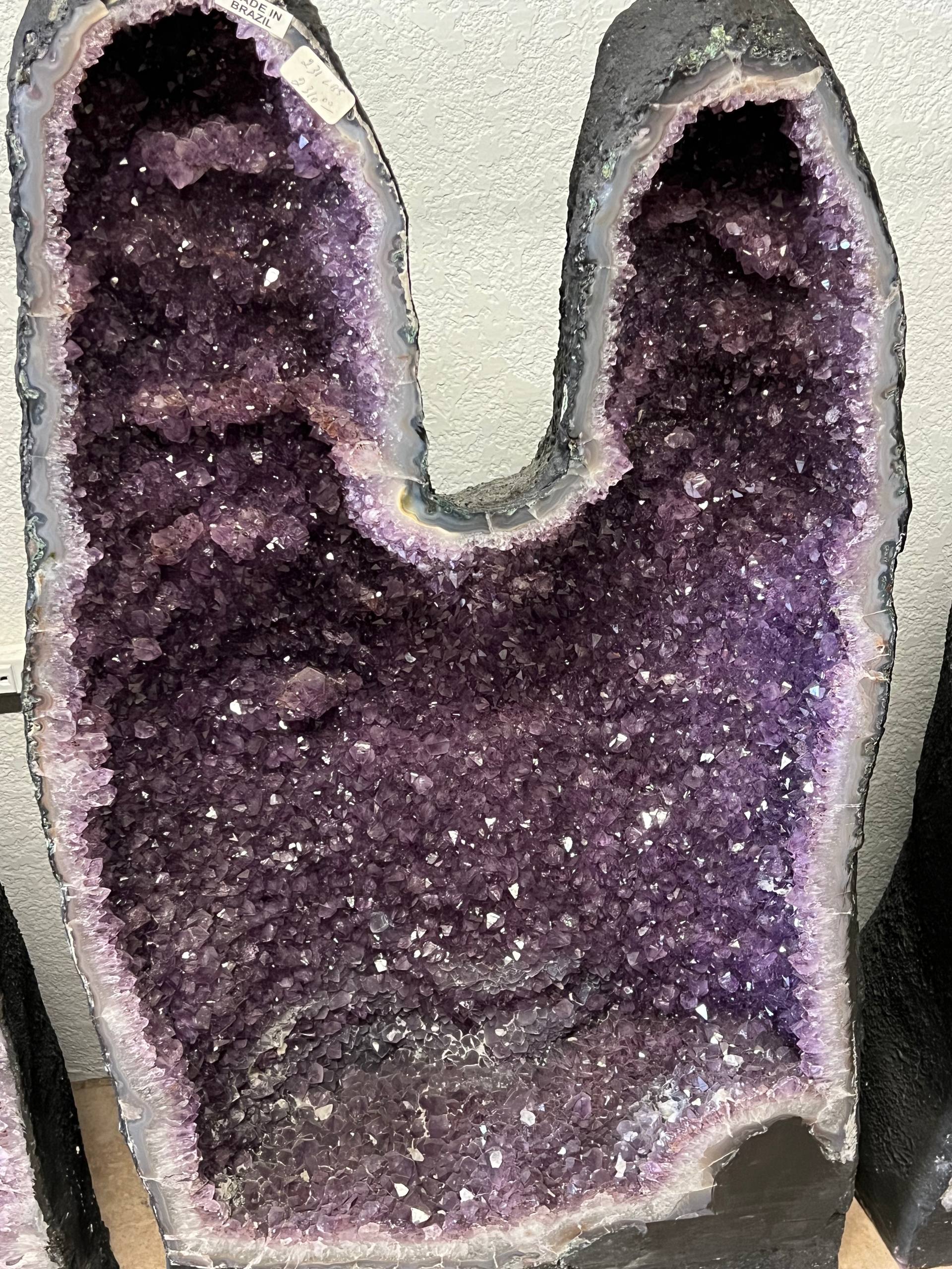 Twin amethyst tower geodes – view 2