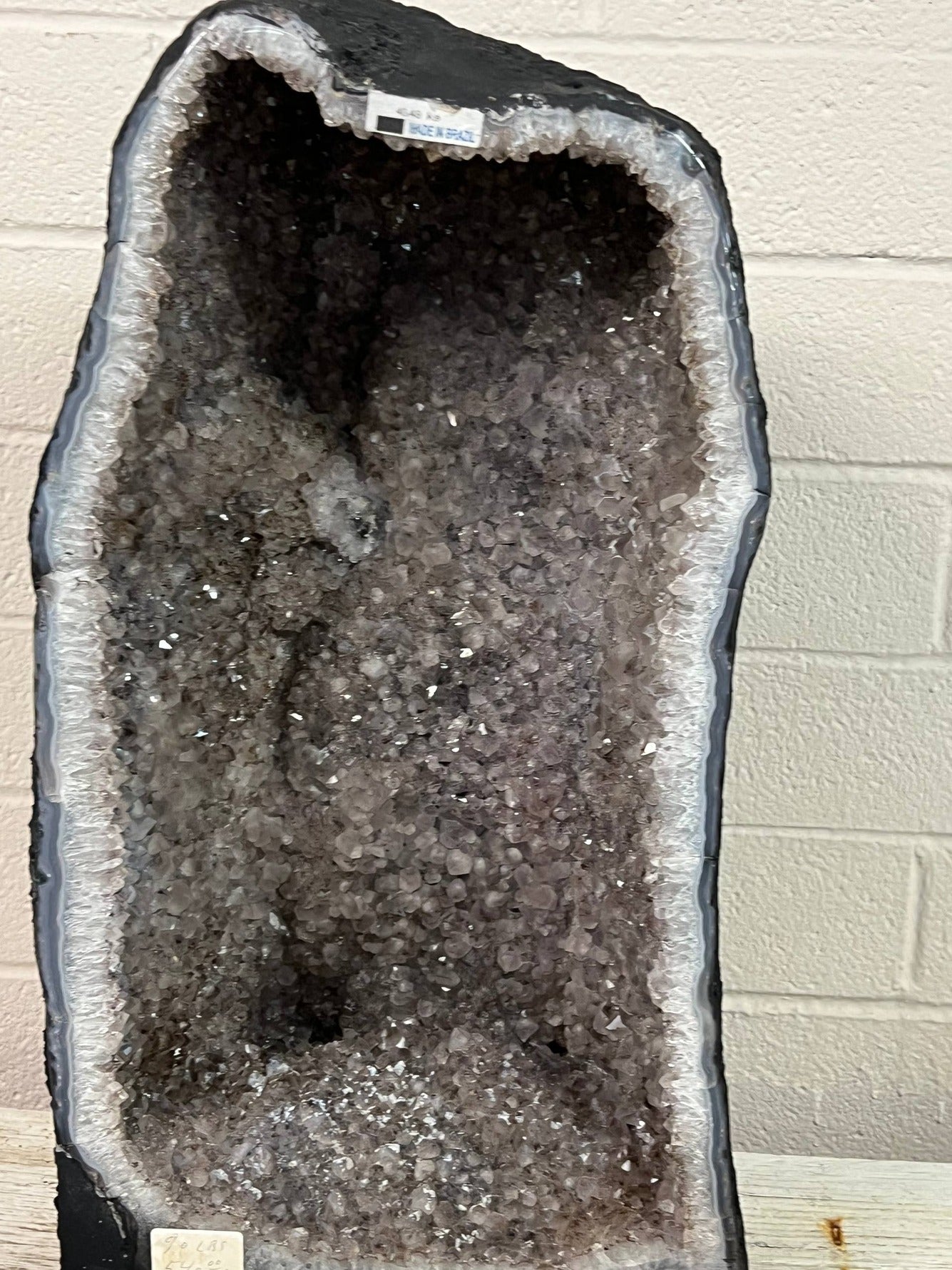 Amethyst geode with large calcite – view 5