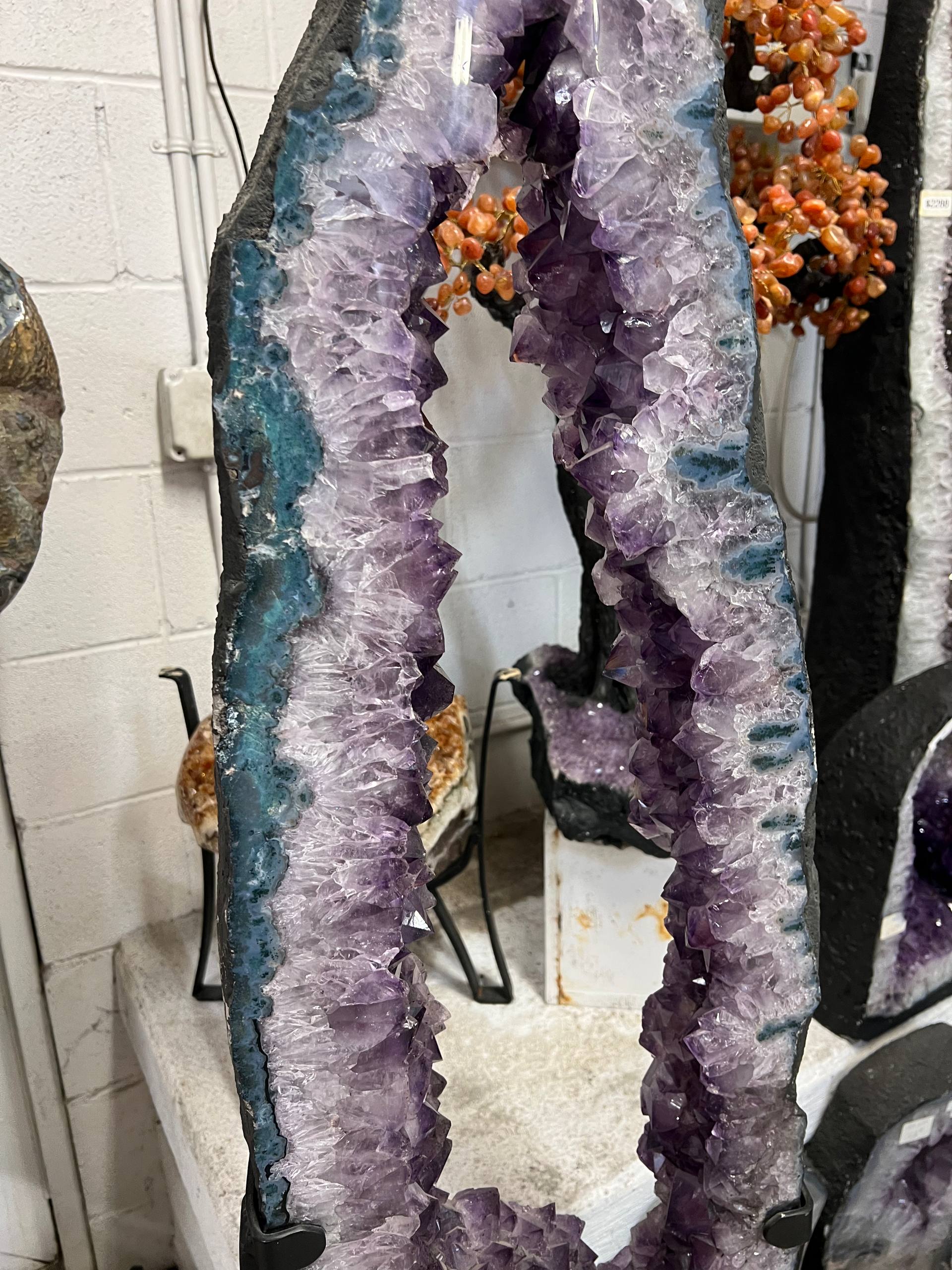 Amethyst cluster tall size beautiful decoration on stands – view 16