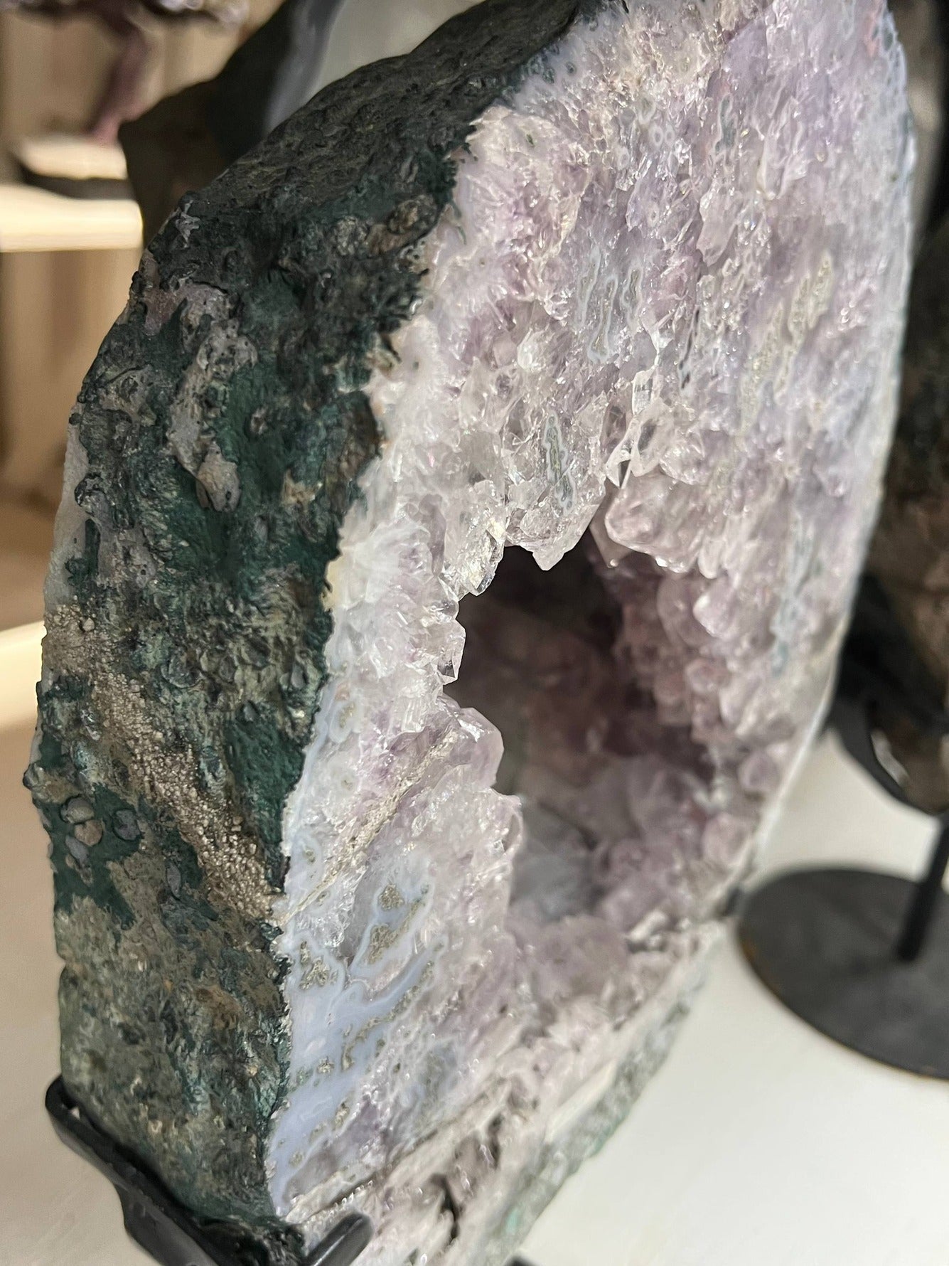 Amethyst Geode Mirror on Stand – view 1