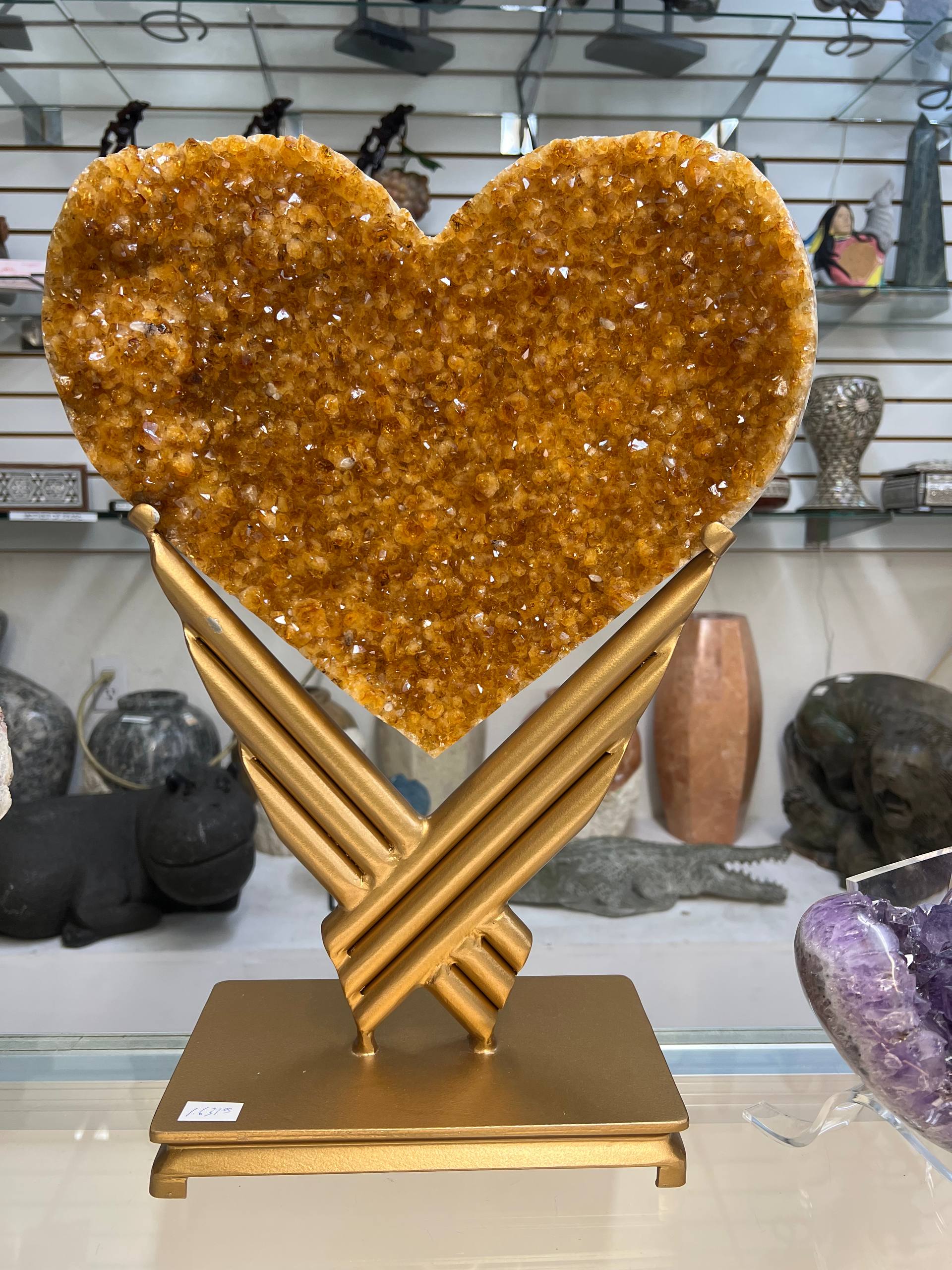 Citrine hearts on stand – view 4