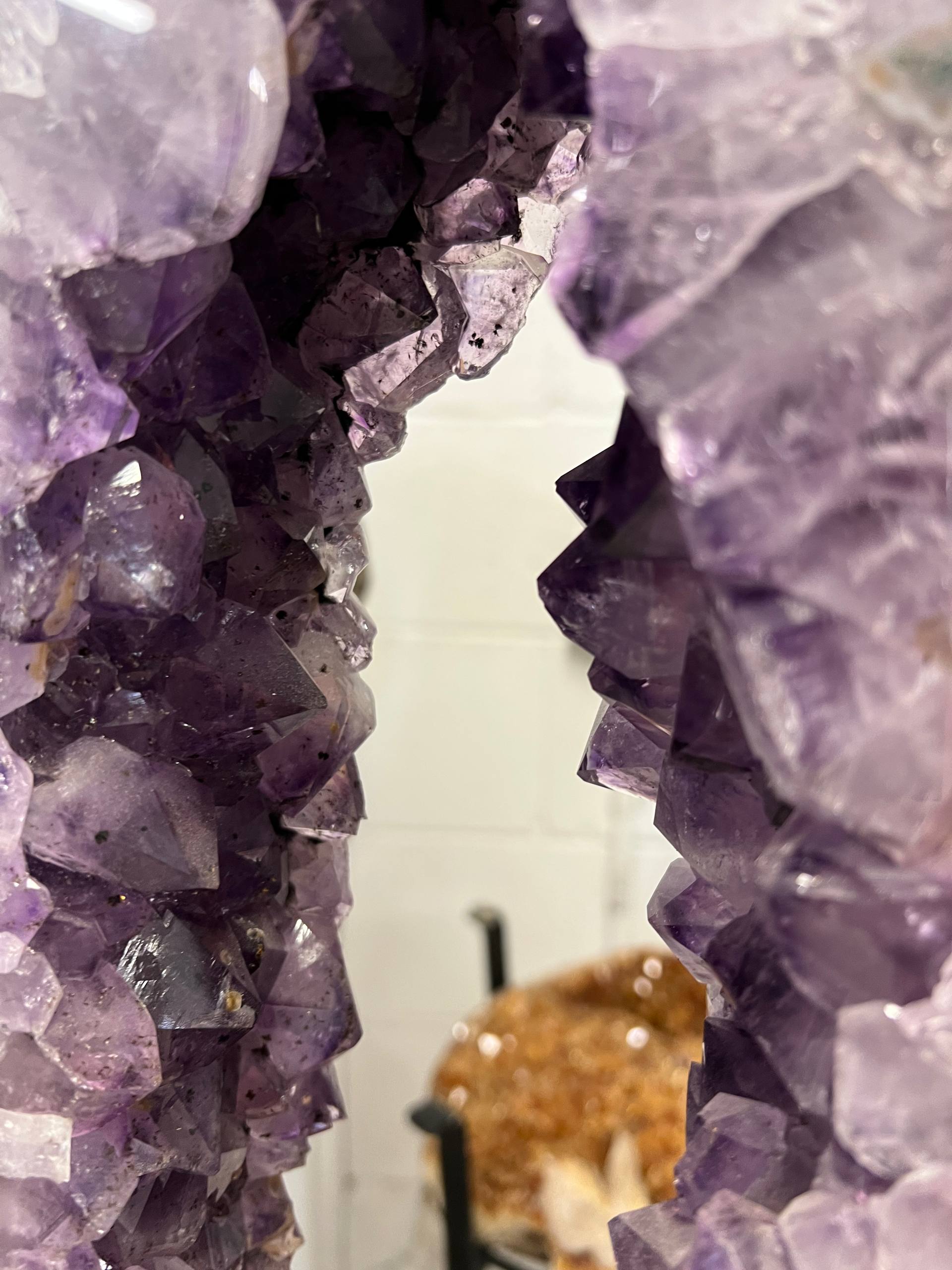 Amethyst cluster tall size beautiful decoration on stands – view 13