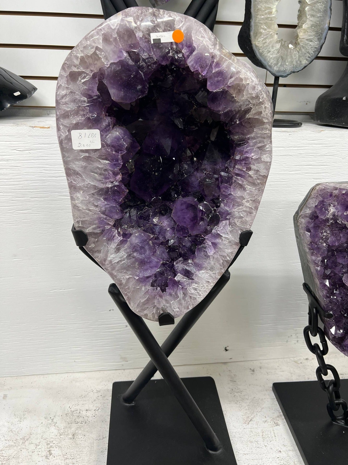 Amethyst geode on stand – view 1