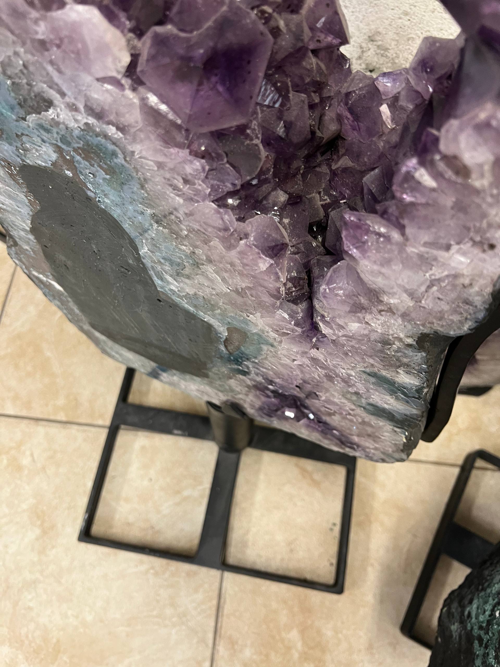 Amethyst cluster tall size beautiful decoration on stands – view 9