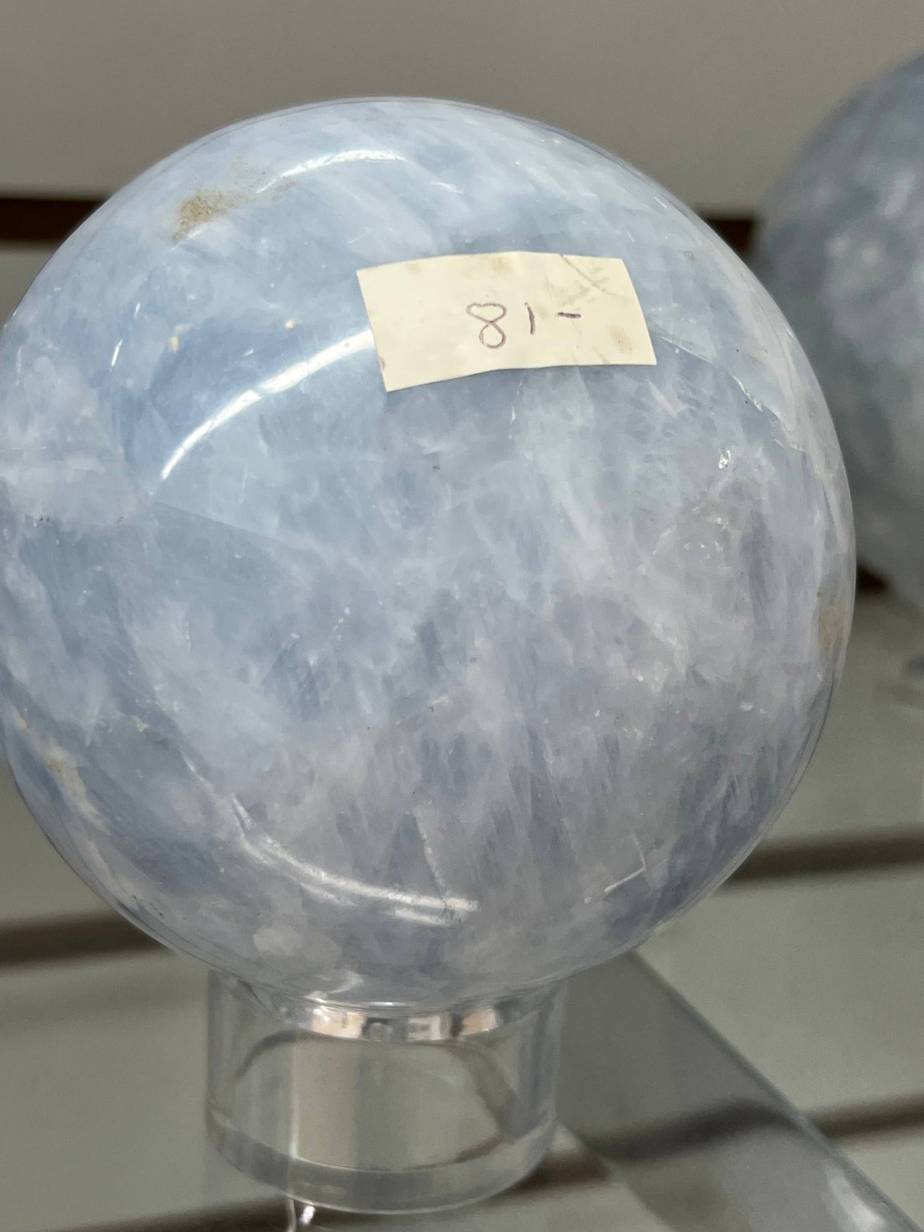 Blue calcite sphere – view 4