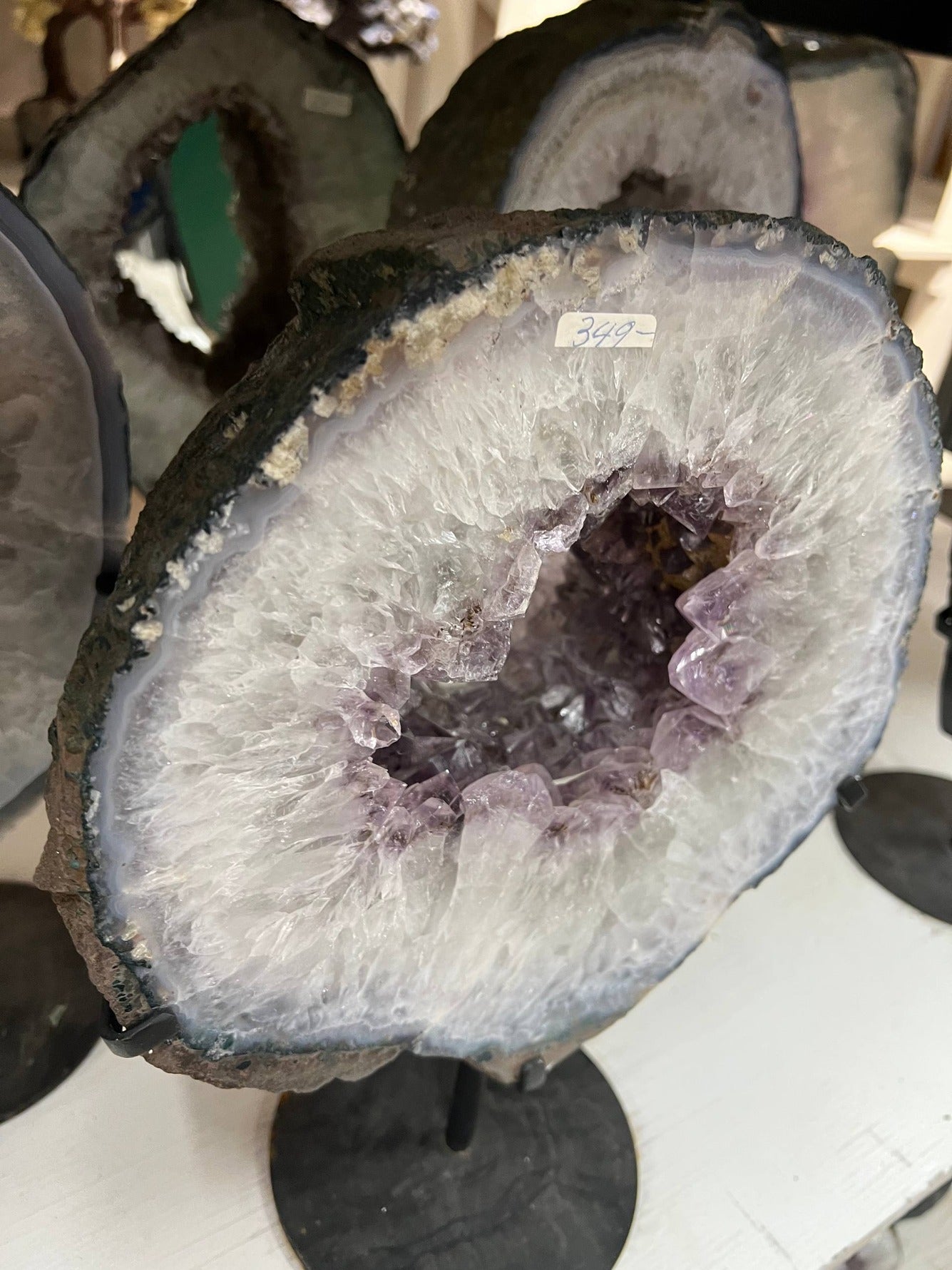 Amethyst Geode Mirror on Stand – view 2