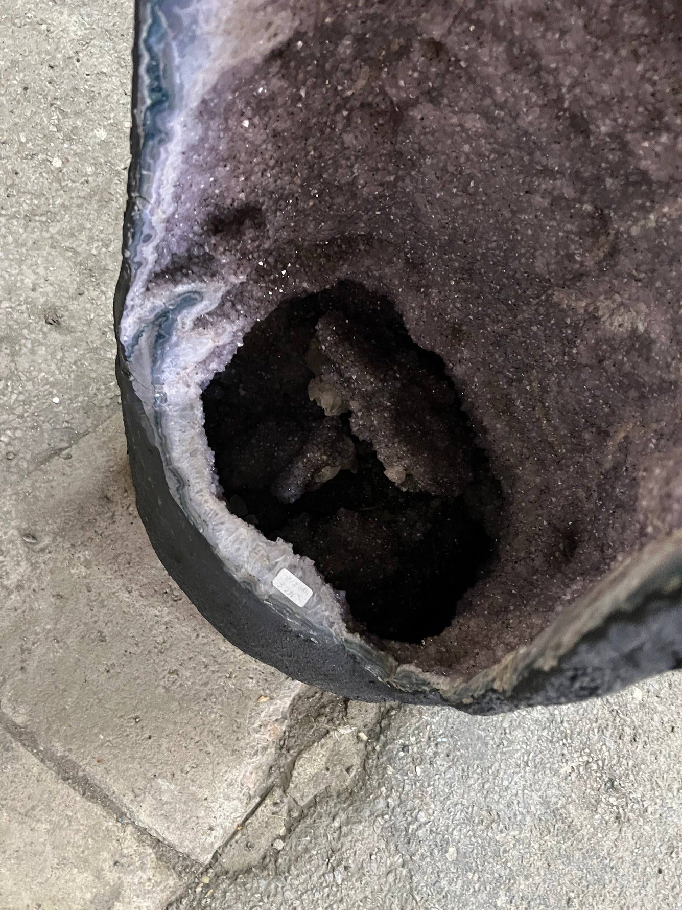 Tall Amethyst Tower Geode – base cavity detail