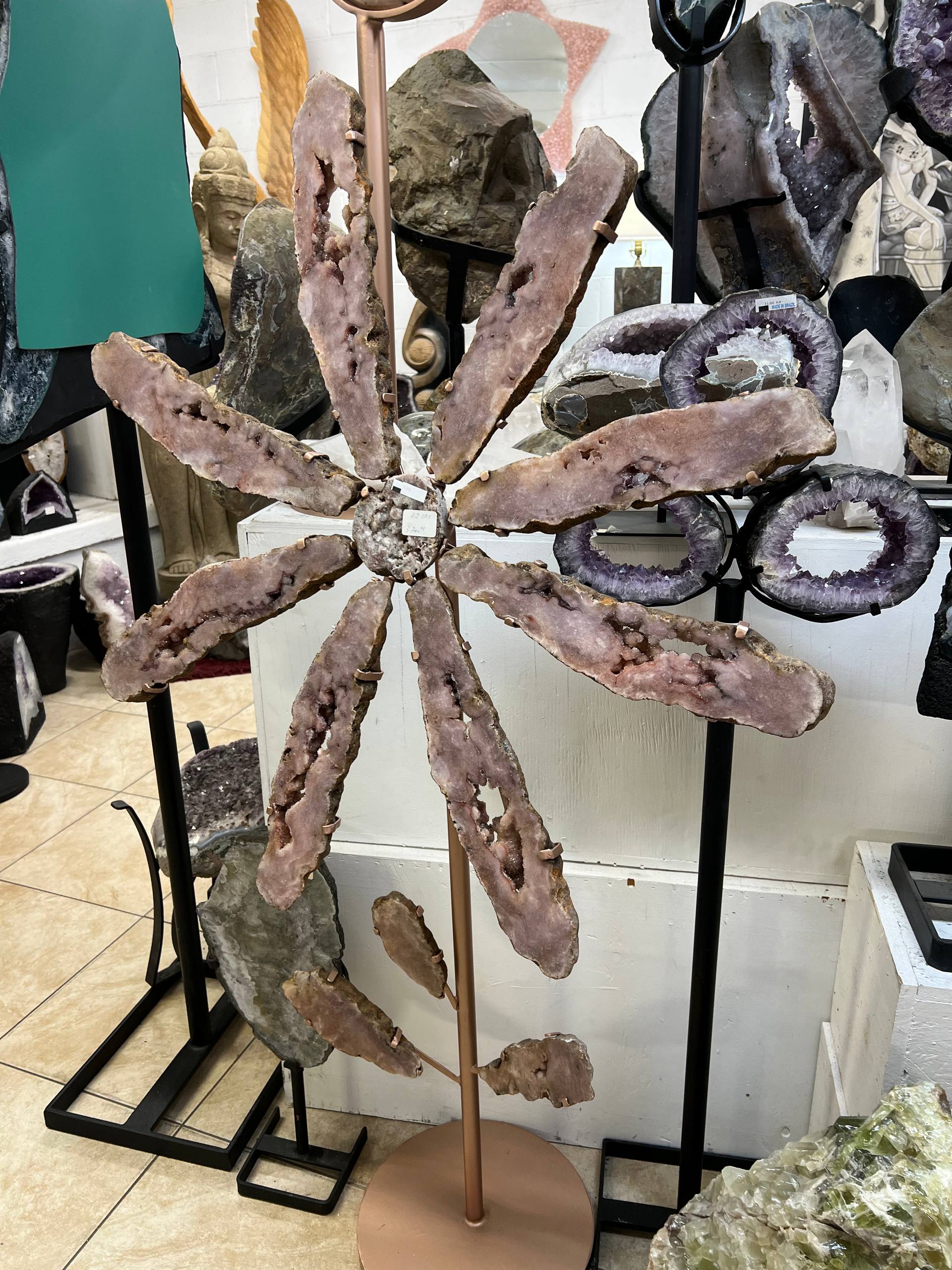 Pink amethyst on stand – view 2
