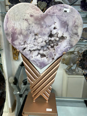 Pink amethyst hearts on stand - view 5