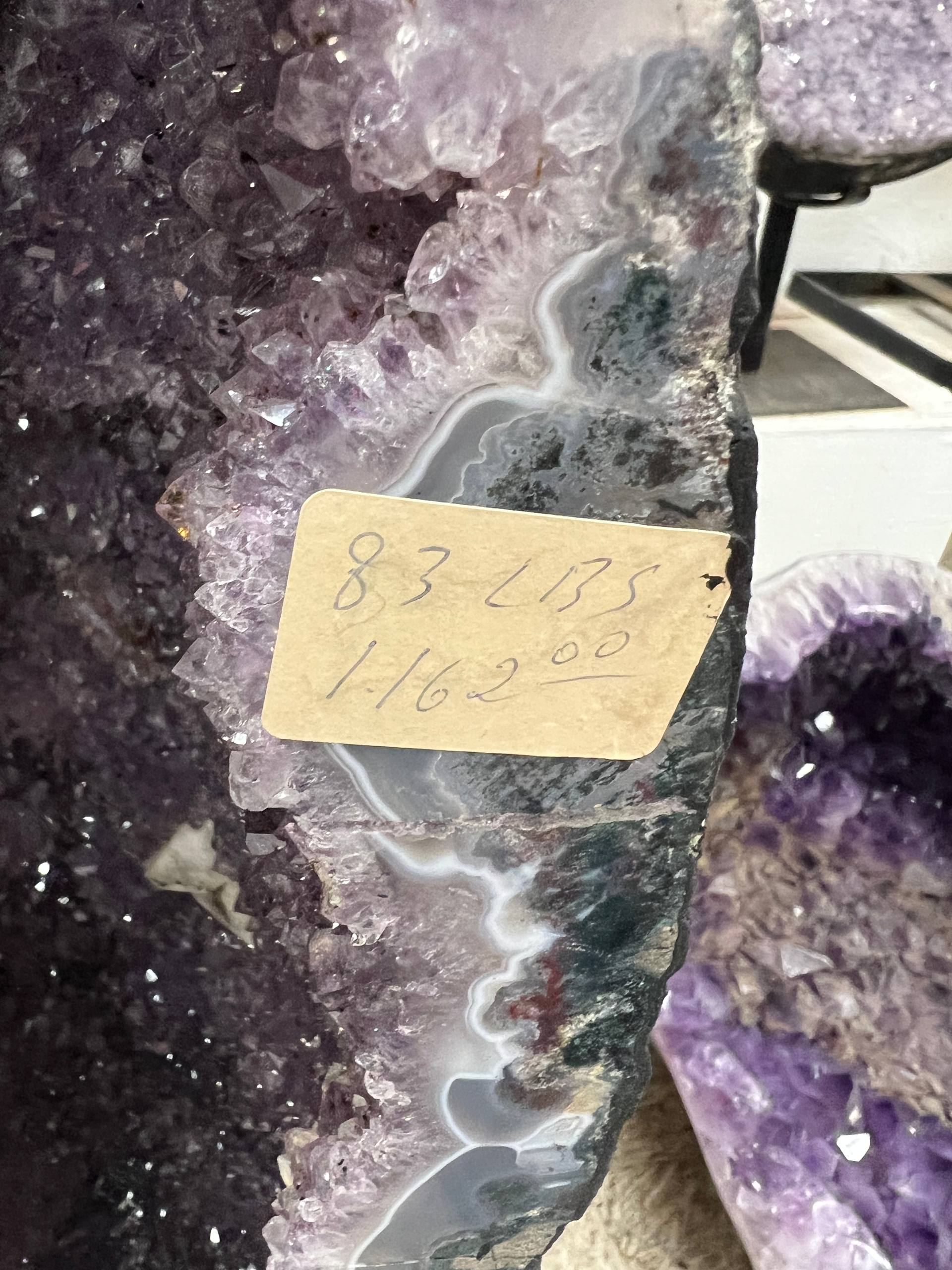 Amethyst geode with calcite – view 5