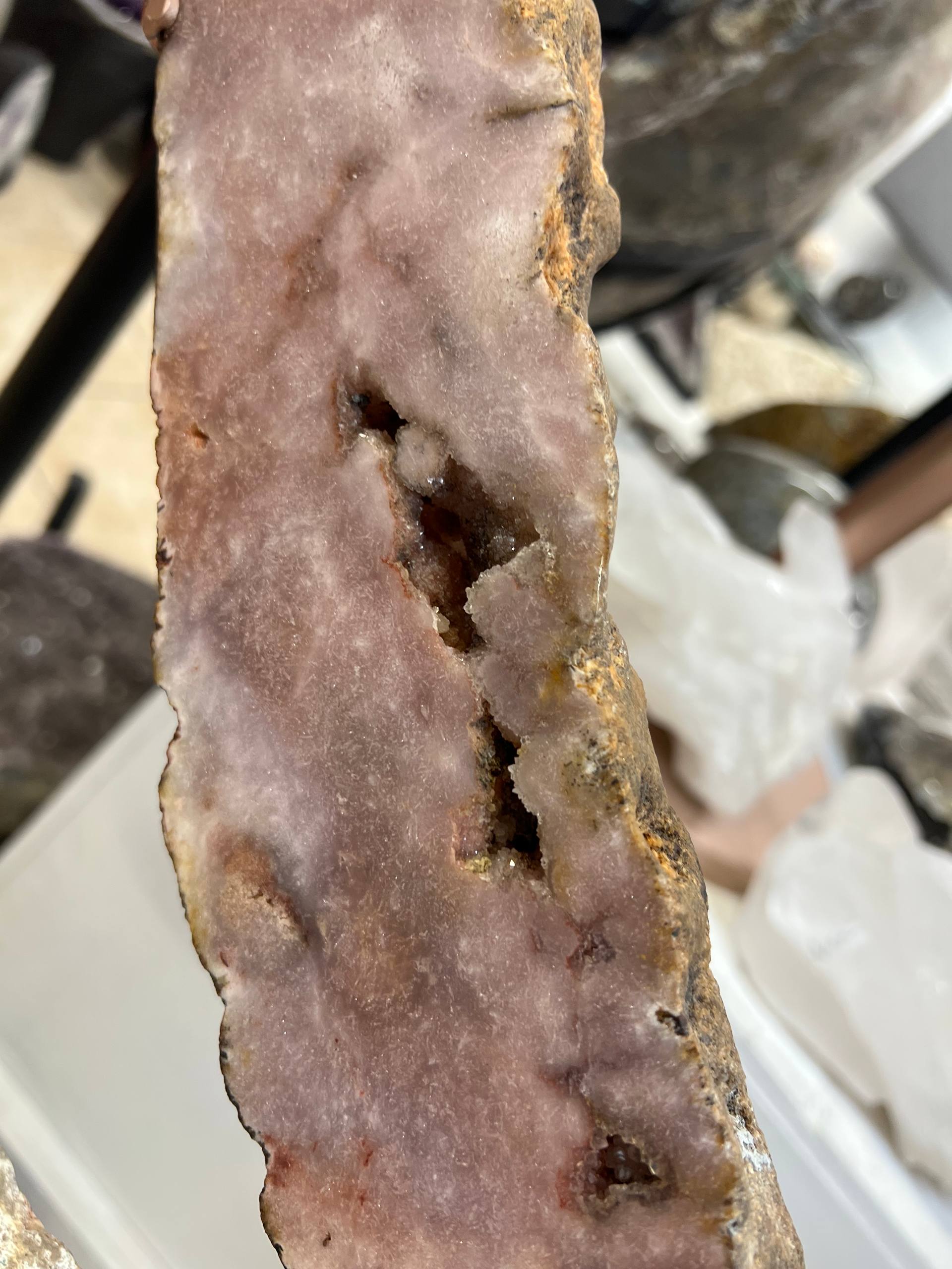 Pink amethyst on stand – view 7