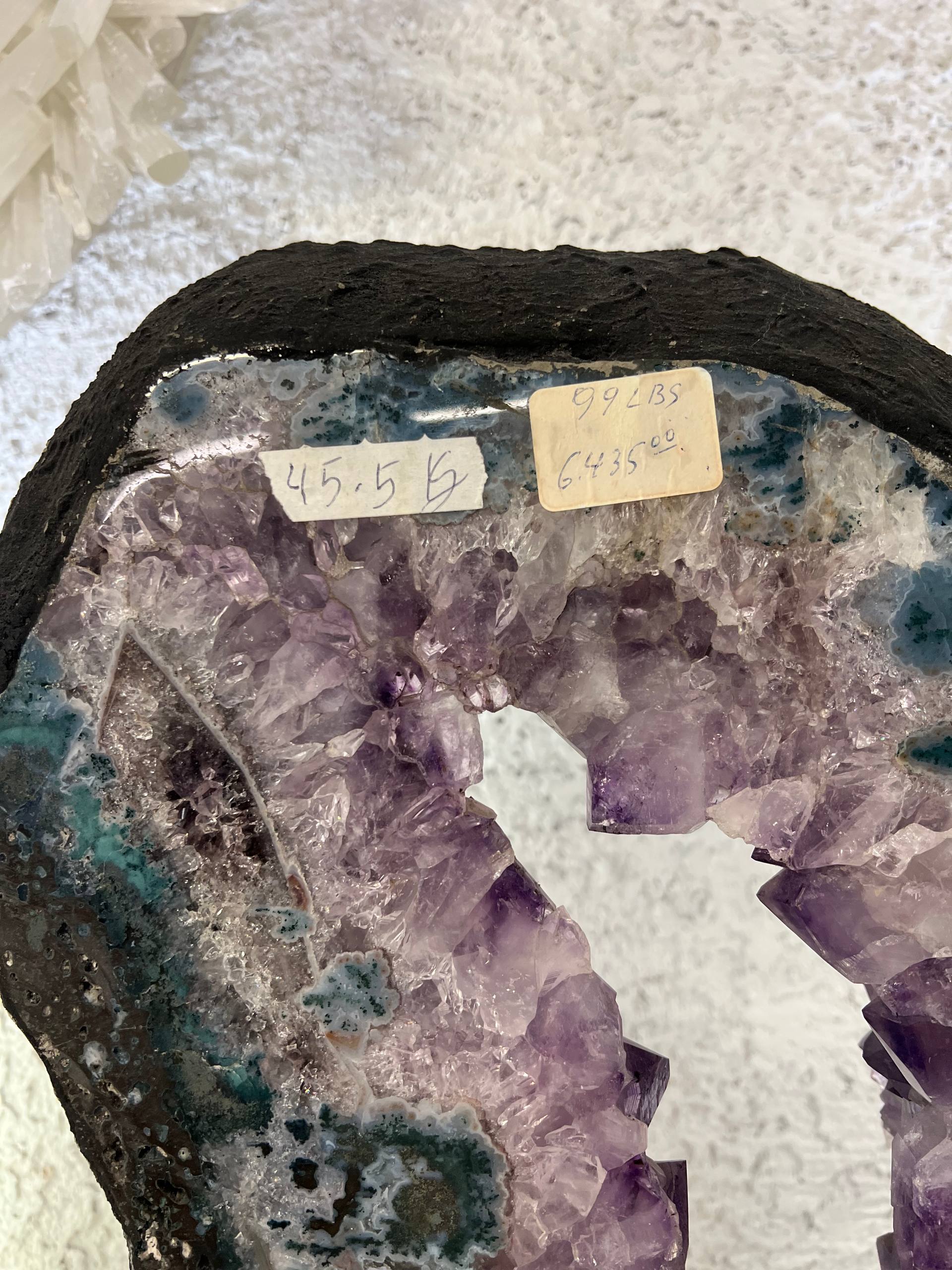 Amethyst Geode large slab tall on stands – view 11