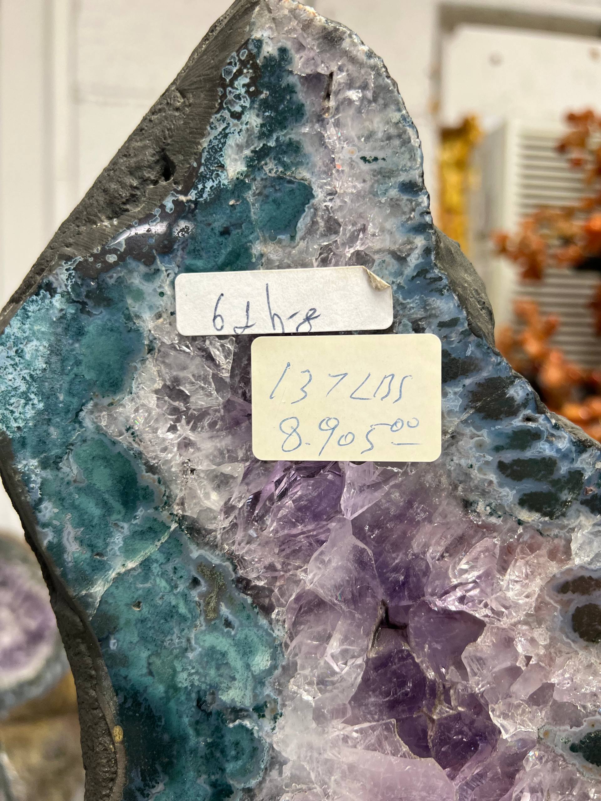 Amethyst cluster tall size beautiful decoration on stands – view 4