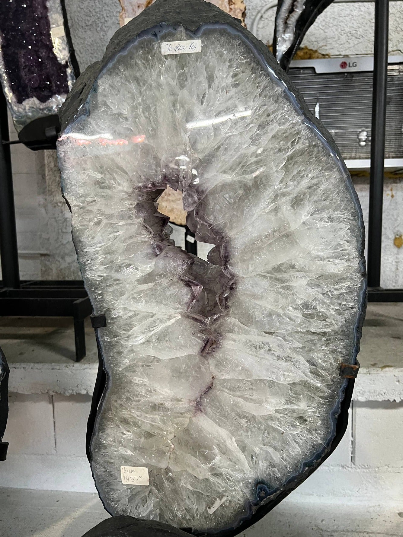 Amethyst Geode Slab on Stand – full body with stand