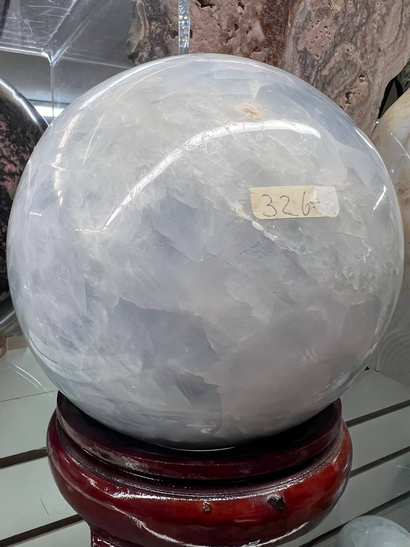 Blue calcite sphere – view 1