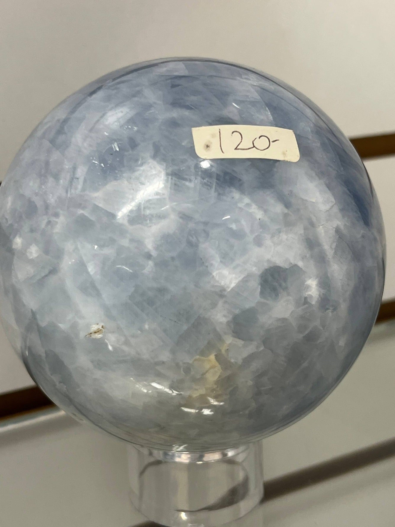 Blue calcite sphere – view 2