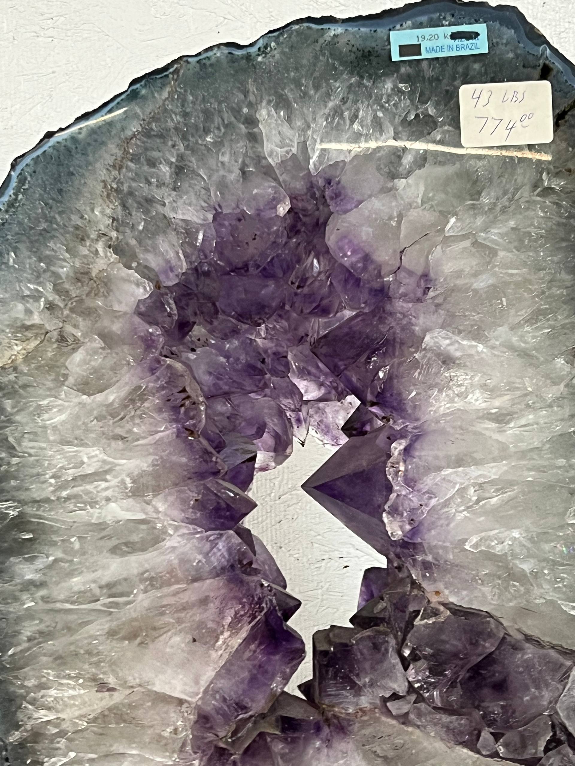 Amethyst geode cut piece on stand – view 2